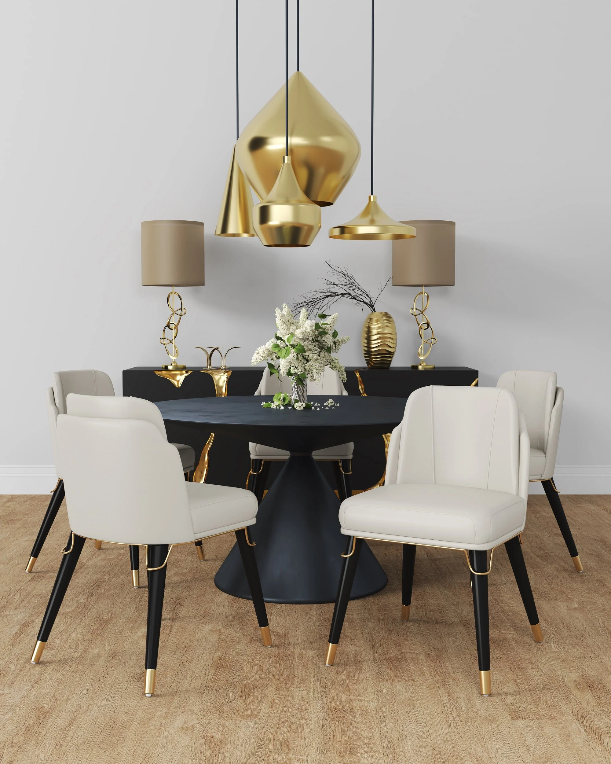 Estelle Dining Chair in Cream and Black (set of 2) - Image 2