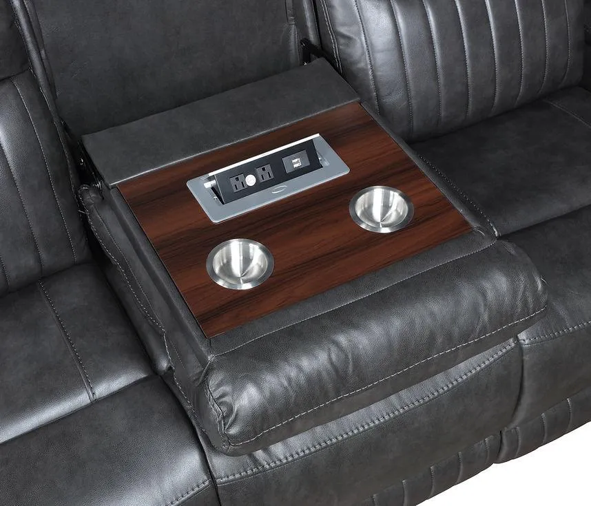 Ethan Dark Grey 3-Piece Reclining Living Room Set - Image 2