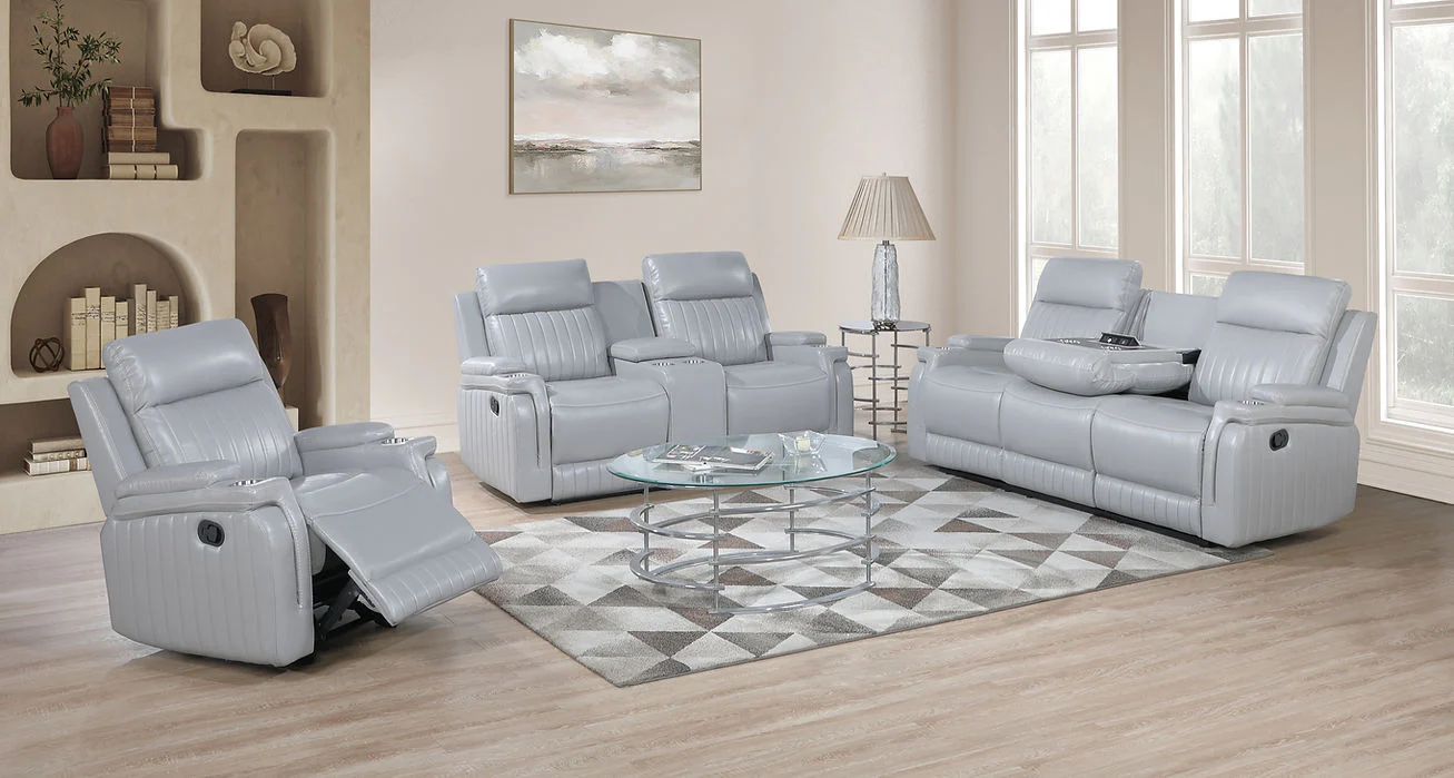 Ethan Light Grey 3-Piece Reclining Living Room Set