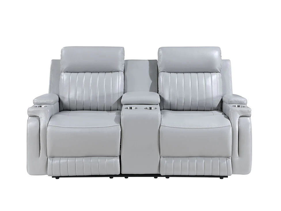 Ethan Light Grey 3-Piece Reclining Living Room Set - Image 4