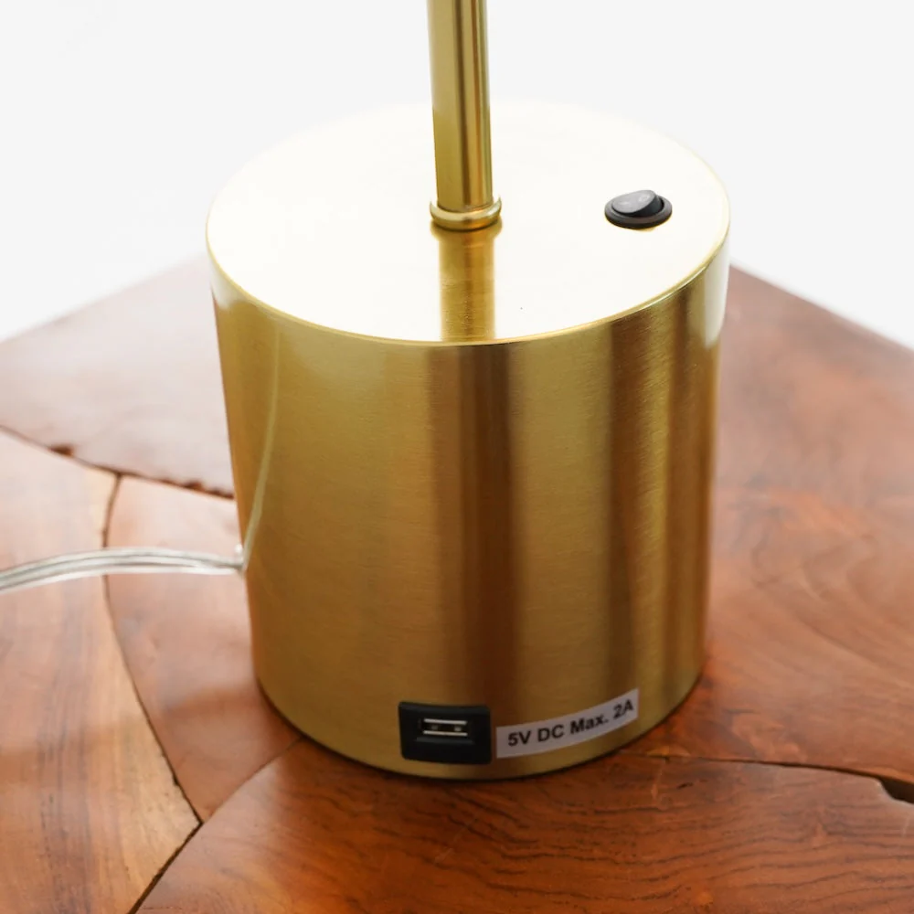 Ethereal Modern Small Brass Metal Table Lamp, Desk Lamp Fixture with White Glass Globe Shade - Image 5