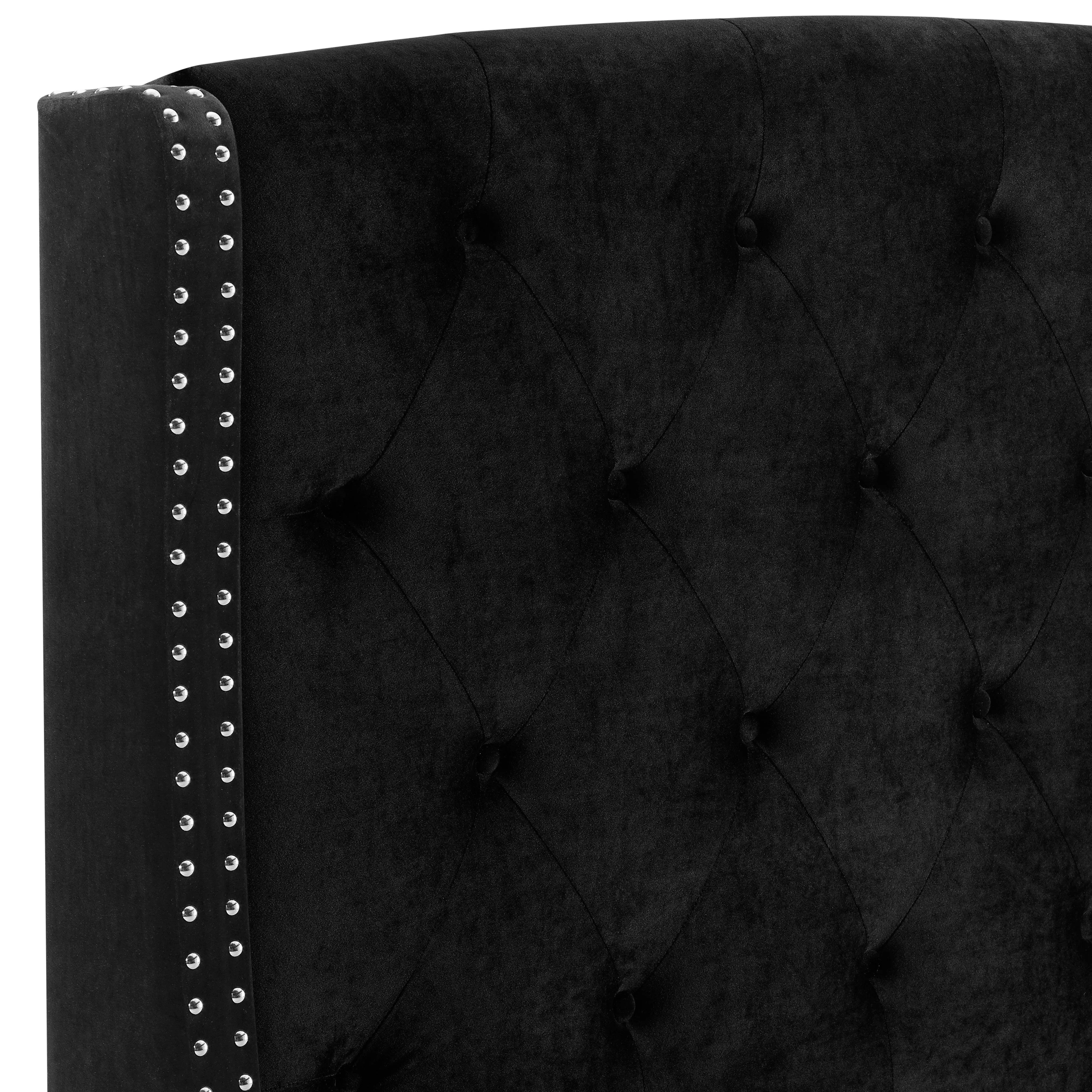 Eva Black Velvet Queen Upholstered Bed - Image 3