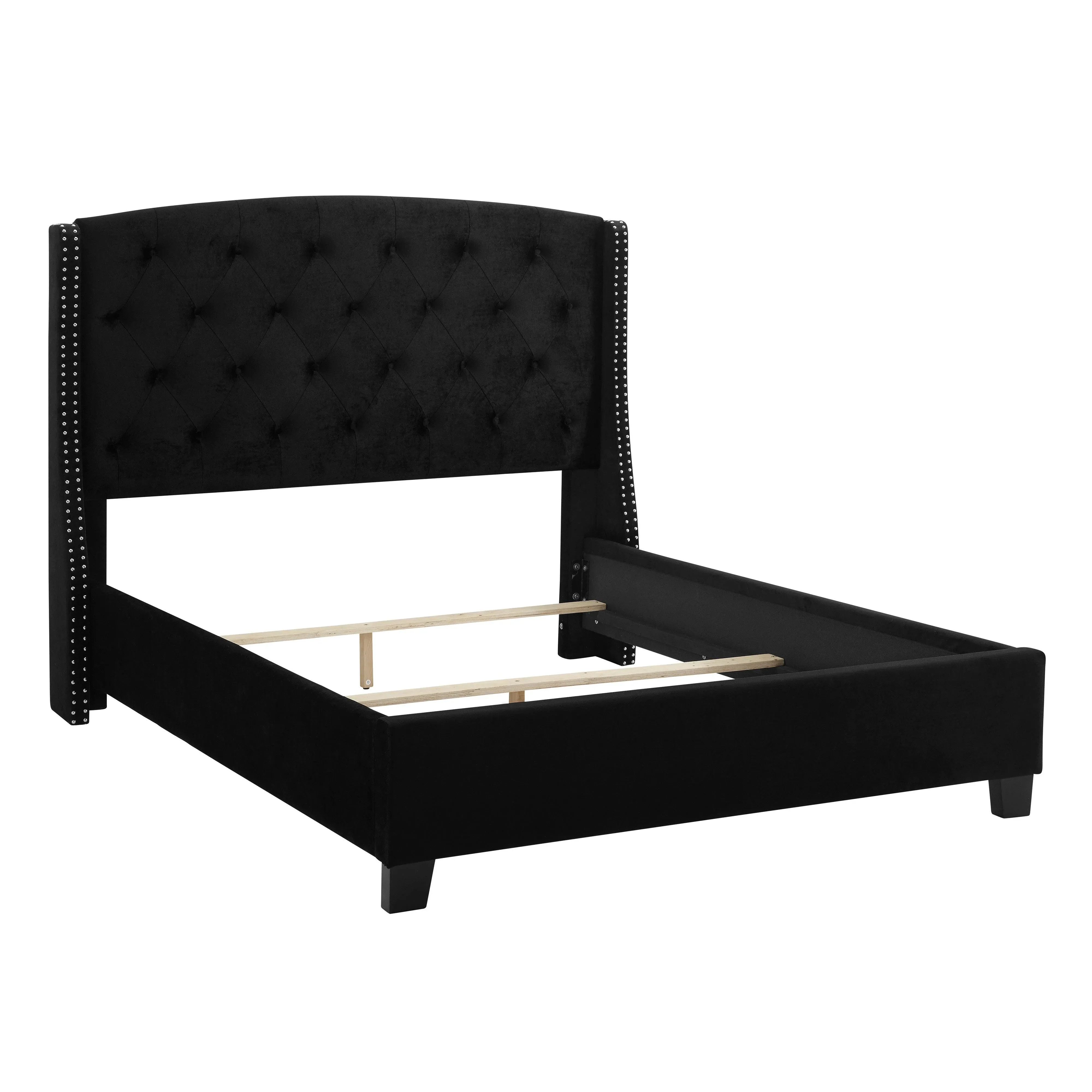 Eva Black Velvet Queen Upholstered Bed - Image 4