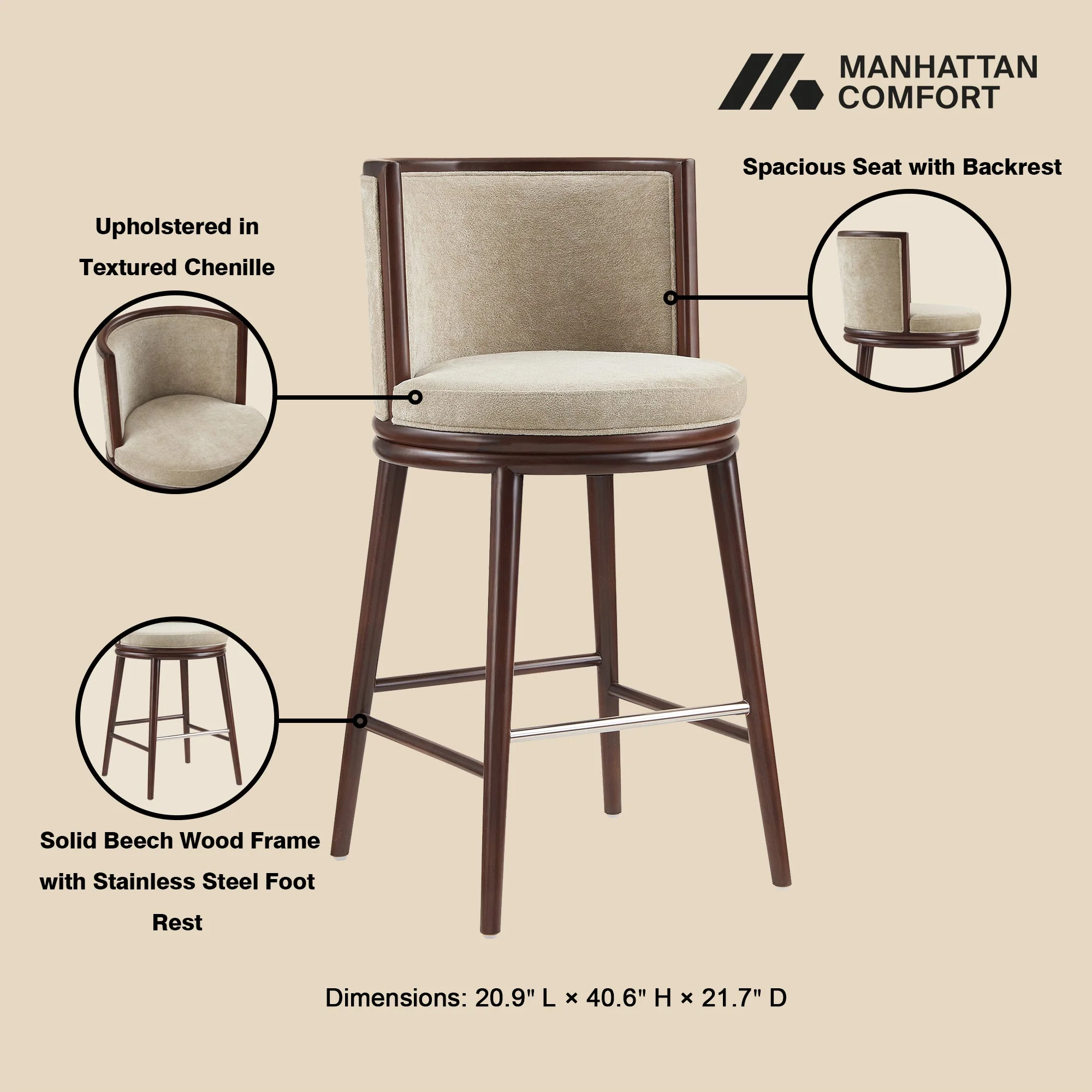 Evalyn Barstool in Natural - Image 4