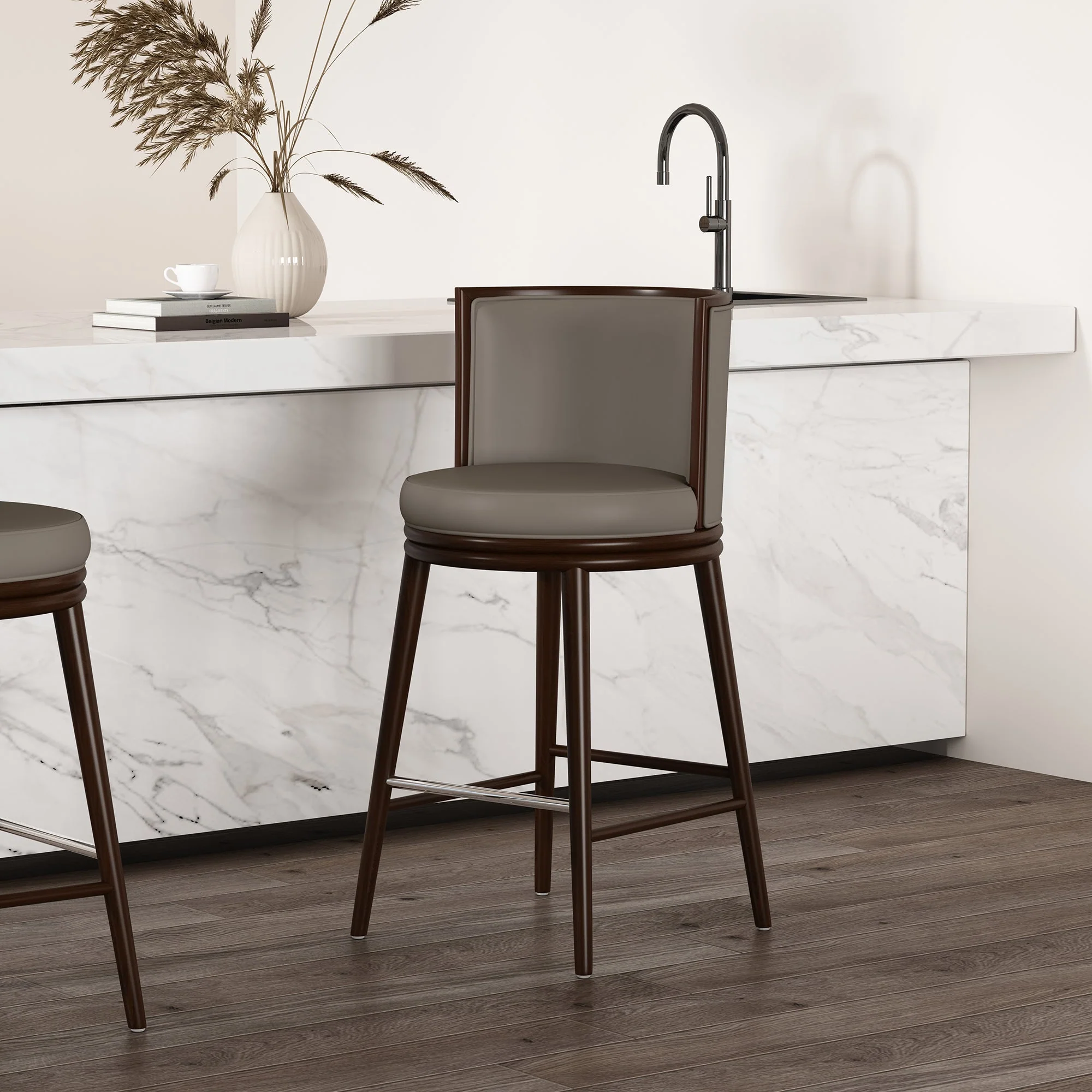 Evalyn Barstool in Taupe - Image 2