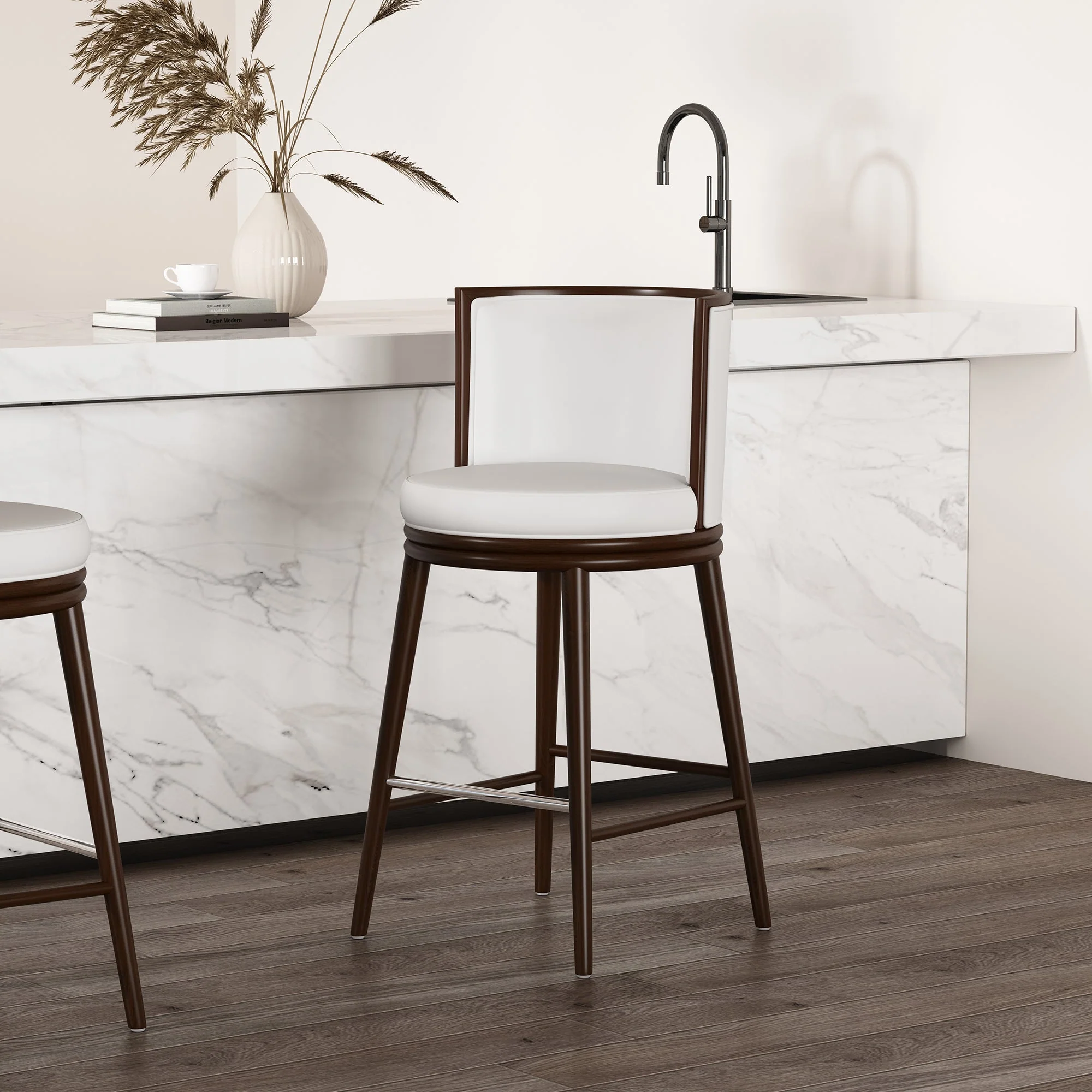 Evalyn Barstool in White - Image 2