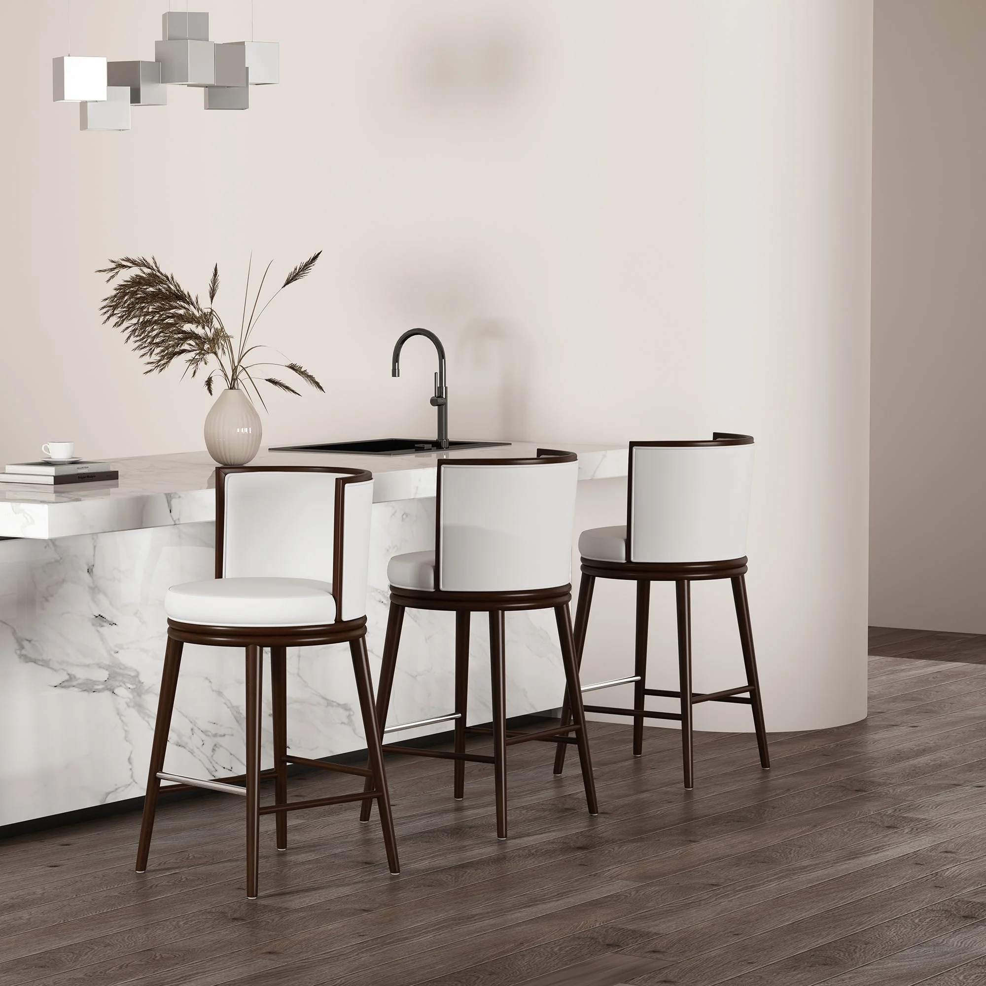 Evalyn Barstool in White (set of 3) - Image 2