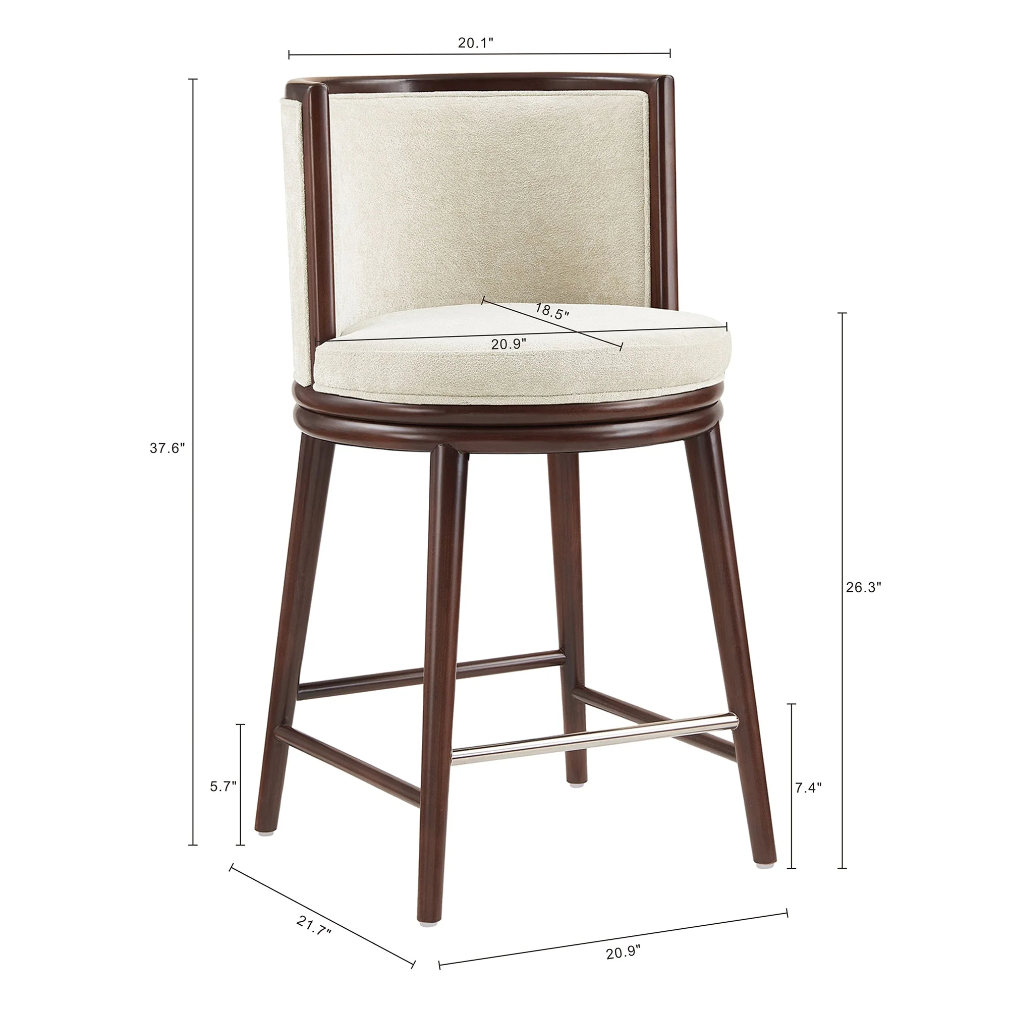 Evalyn Counter Stool in Cream (set of 2) - Image 3