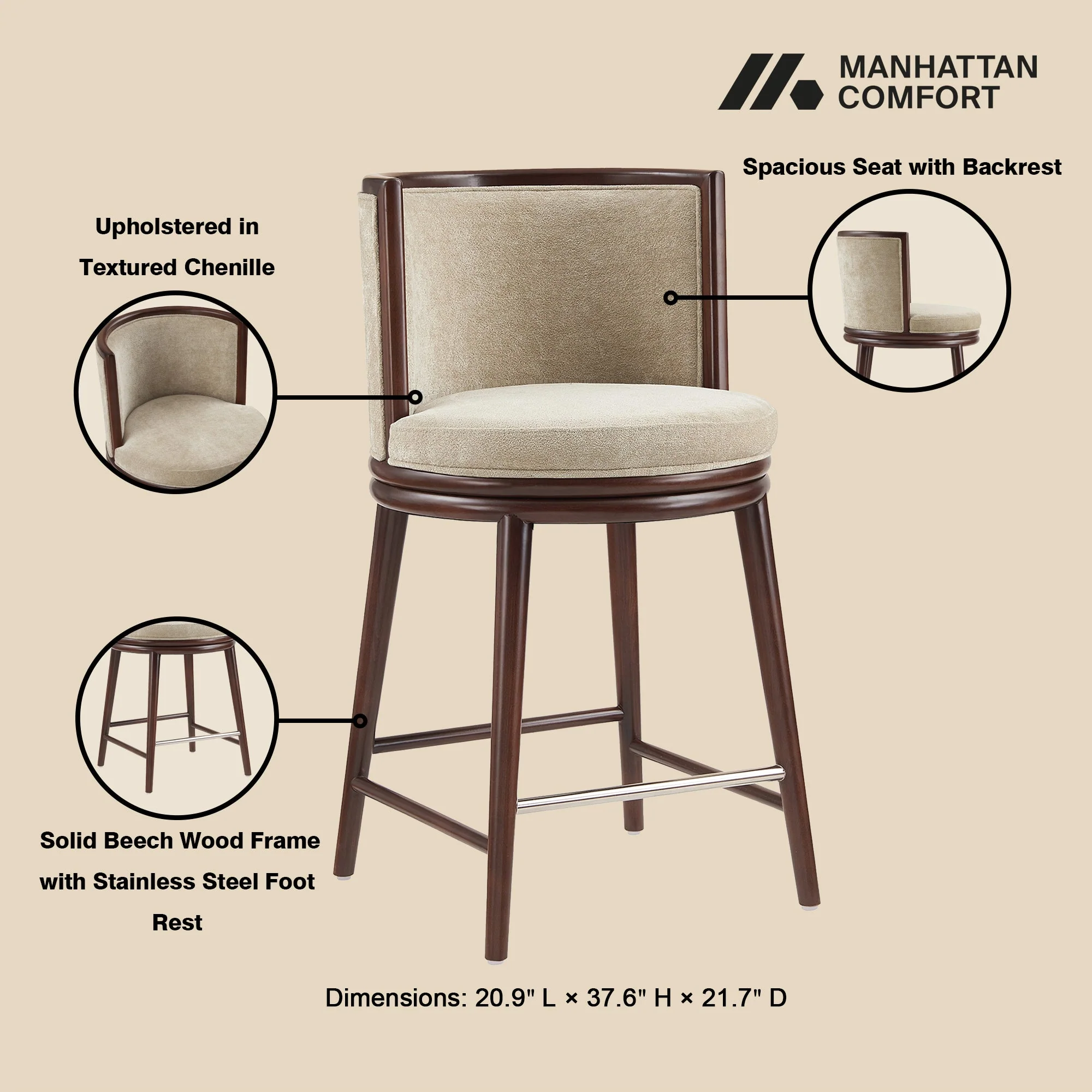 Evalyn Counter Stool in Natural - Image 4