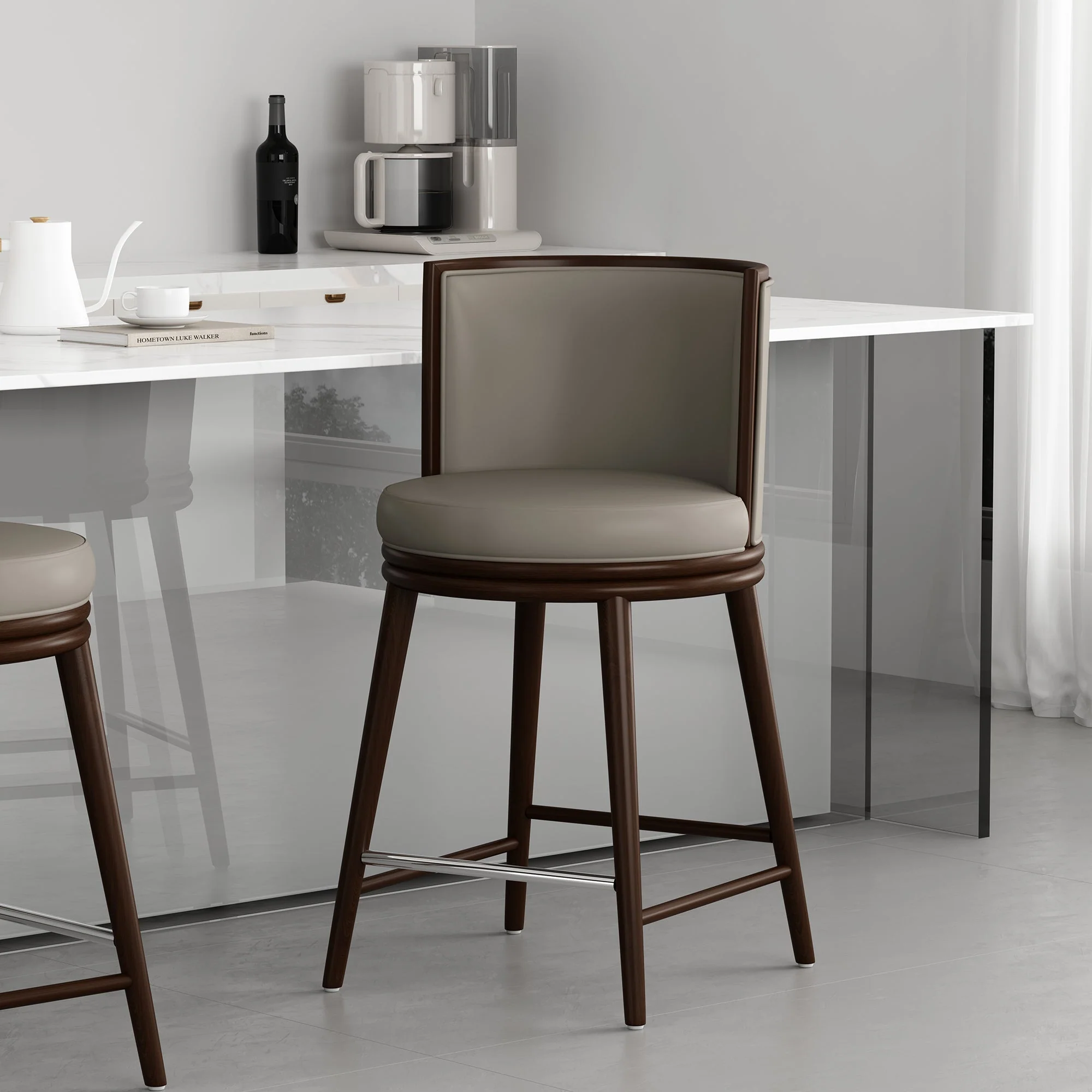 Evalyn Counter Stool in Taupe - Image 2