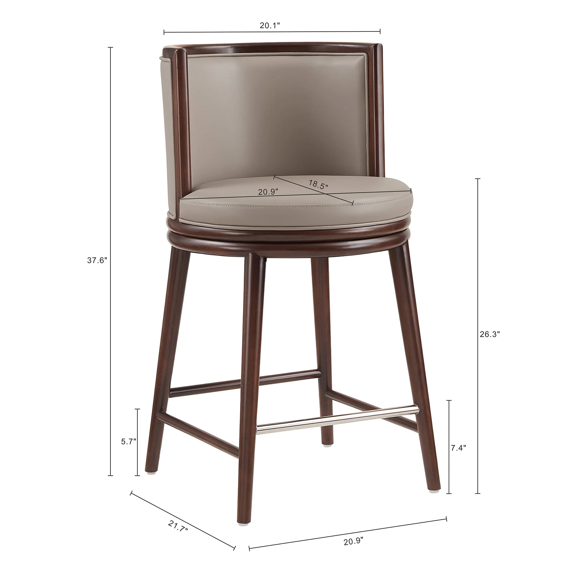 Evalyn Counter Stool in Taupe - Image 3