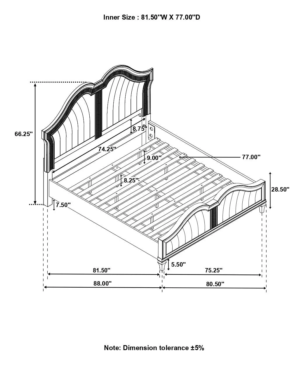 Evangeline Ivory/Silver Oak 5-Piece Upholstered Platform Eastern King Bedroom Set - Image 15