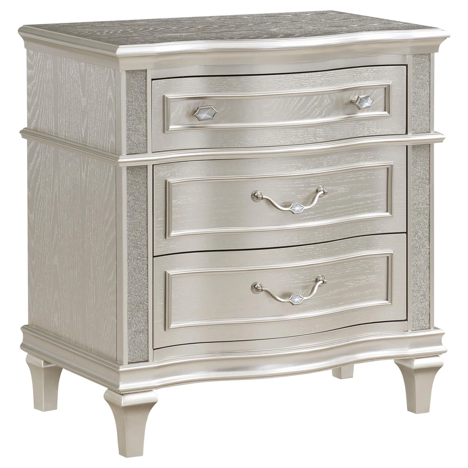 Evangeline Ivory/Silver Oak 5-Piece Upholstered Platform Eastern King Bedroom Set - Image 5