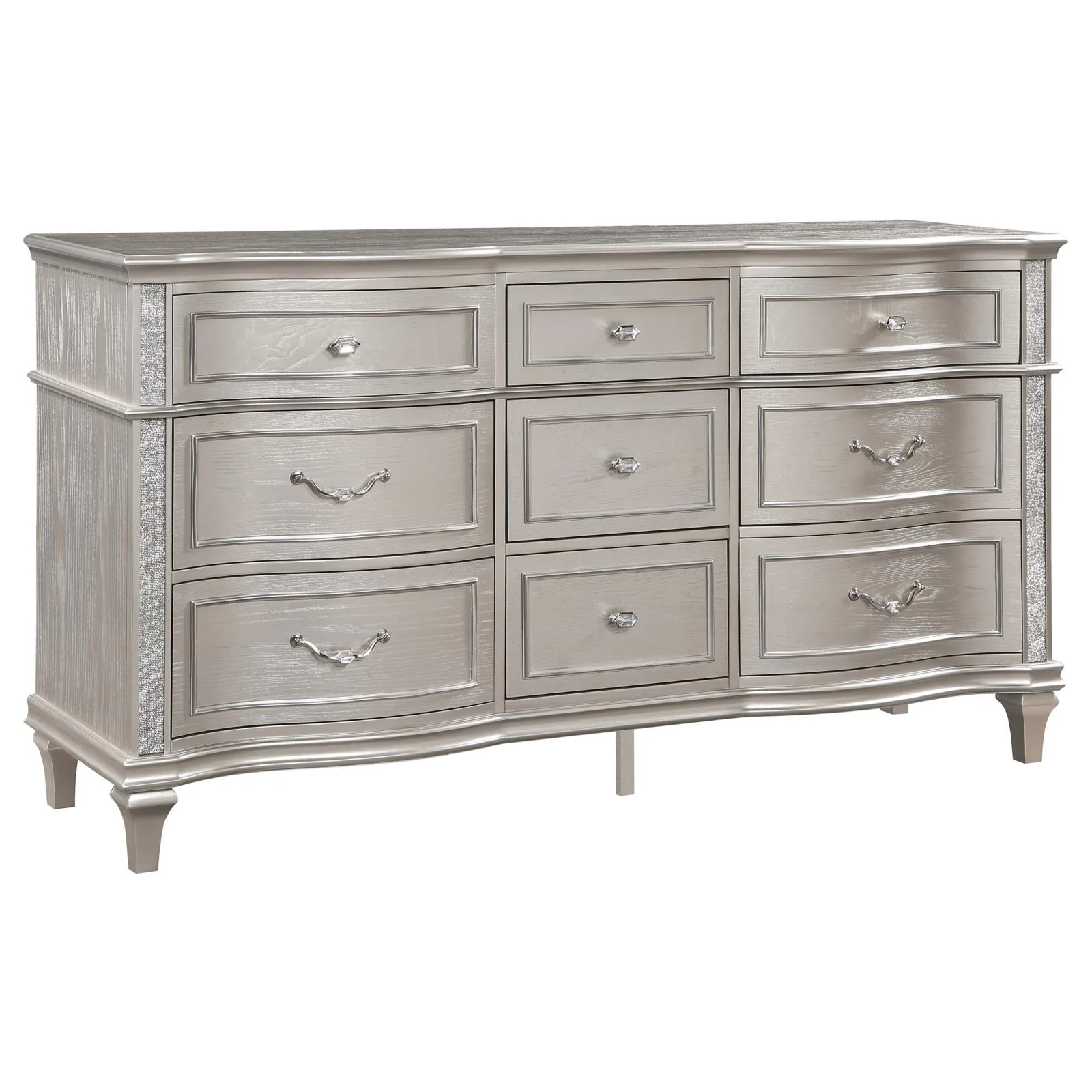 Evangeline Ivory/Silver Oak 5-Piece Upholstered Platform Eastern King Bedroom Set - Image 7