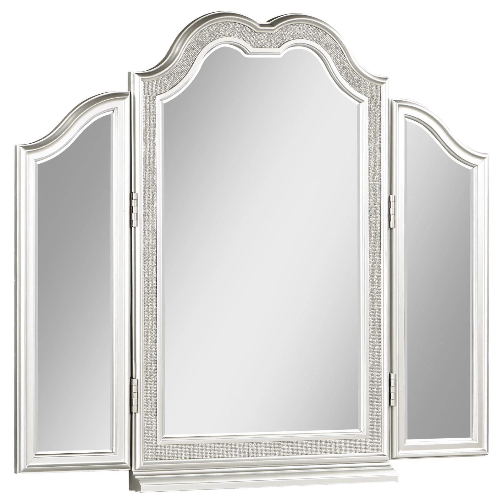 Evangeline Silver Oak 3-piece Vanity Table Set with Tri-Fold Mirror and Stool - Image 6