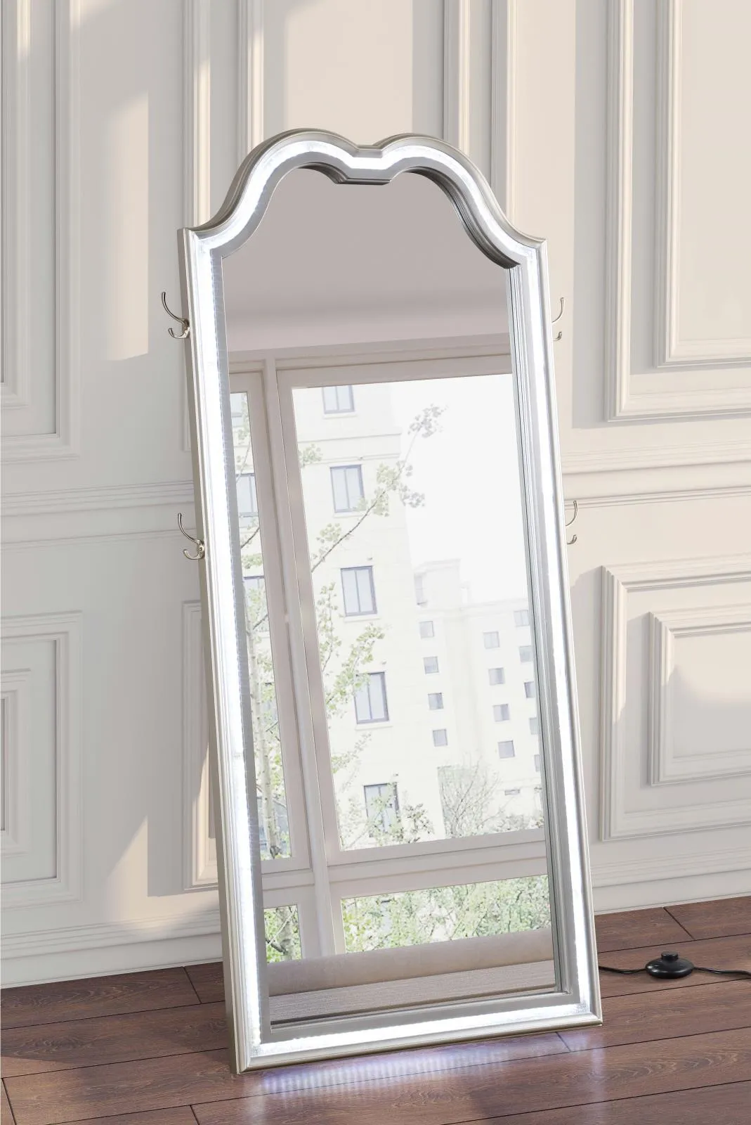 Evangeline Silver Oak Full Length LED Floor Mirror - Image 2