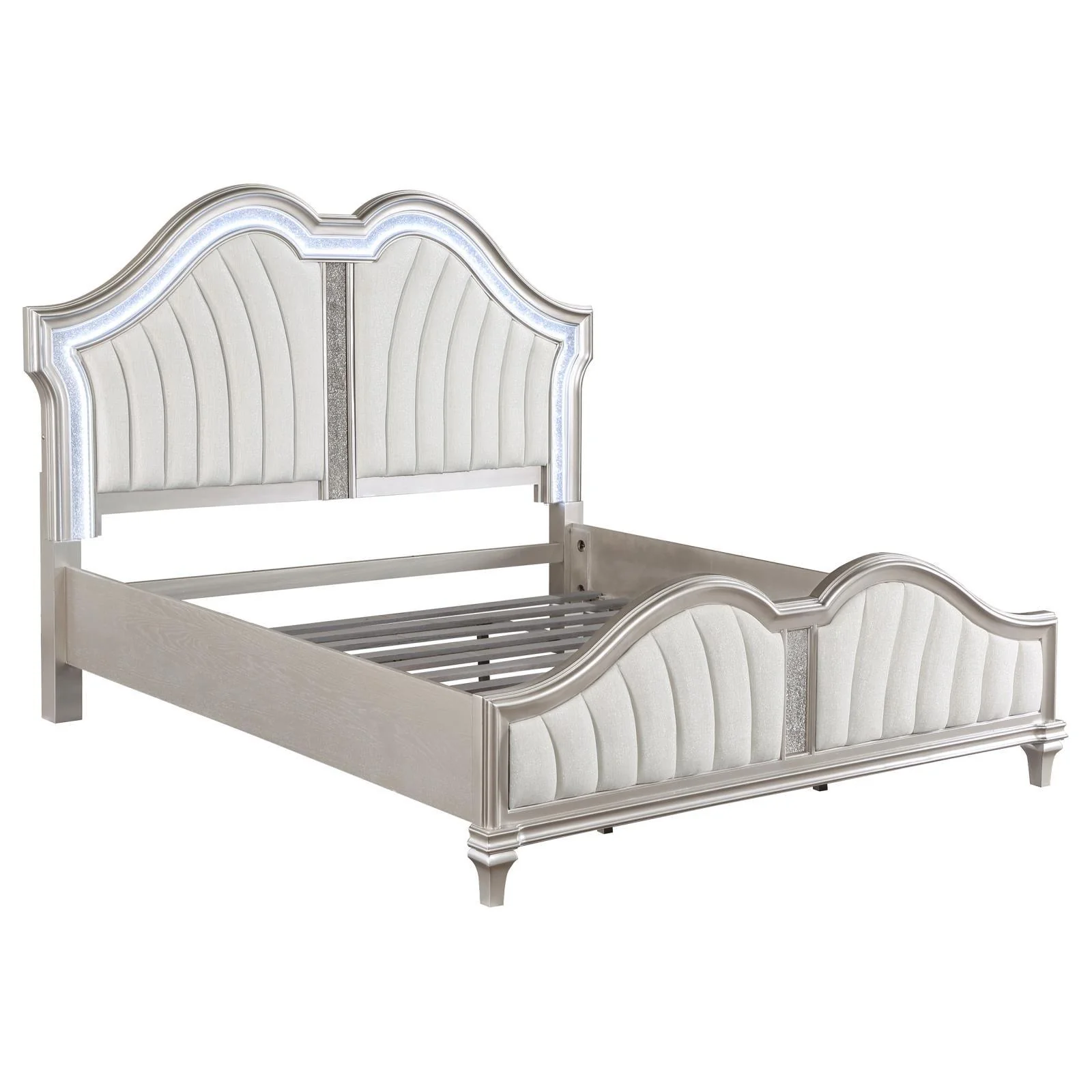 Evangeline Tufted Upholstered Platform California King Bed Ivory/Silver Oak - Image 5