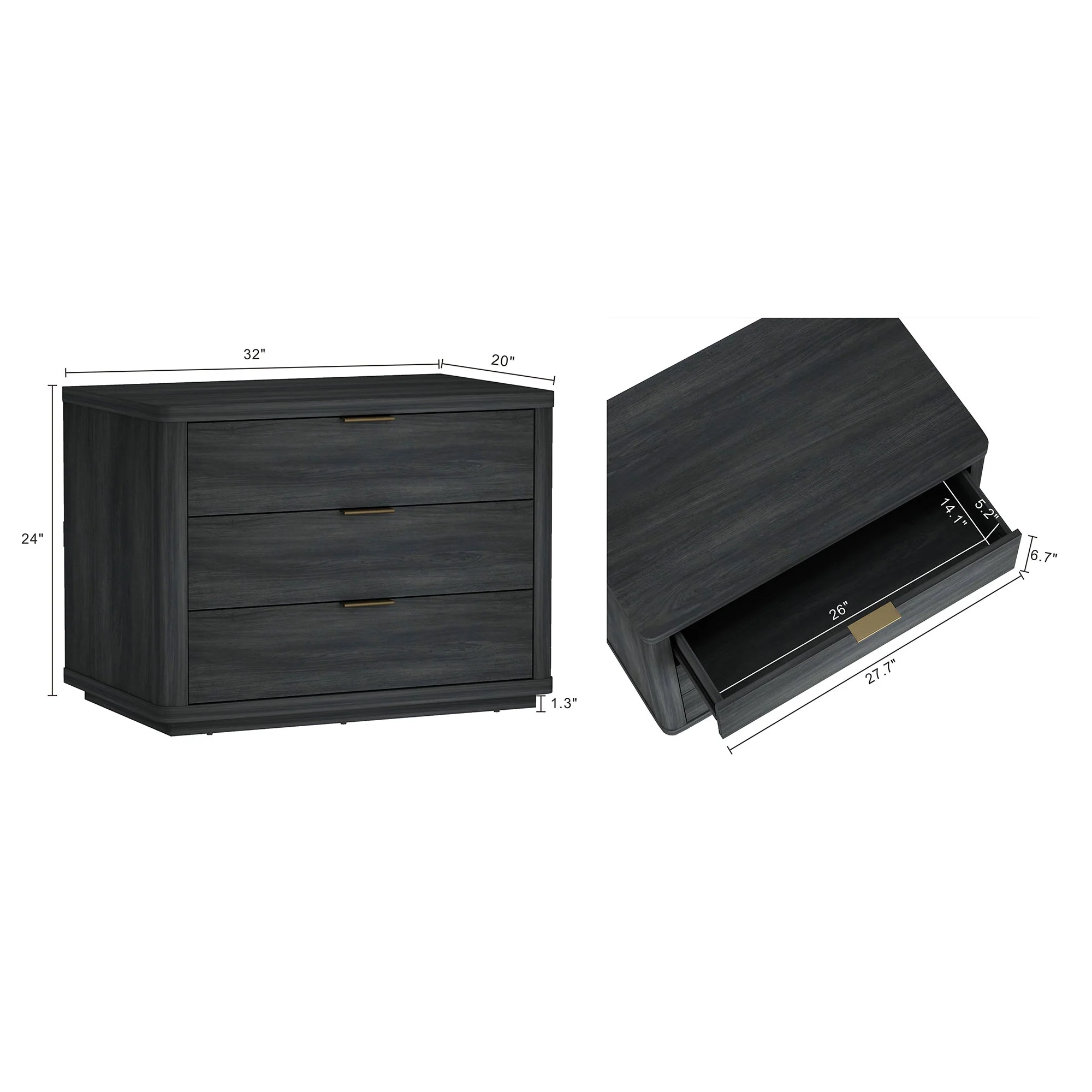 Evelyn 32" Nightstand 4.0 in Charcoal Grey (set of 2) - Image 3