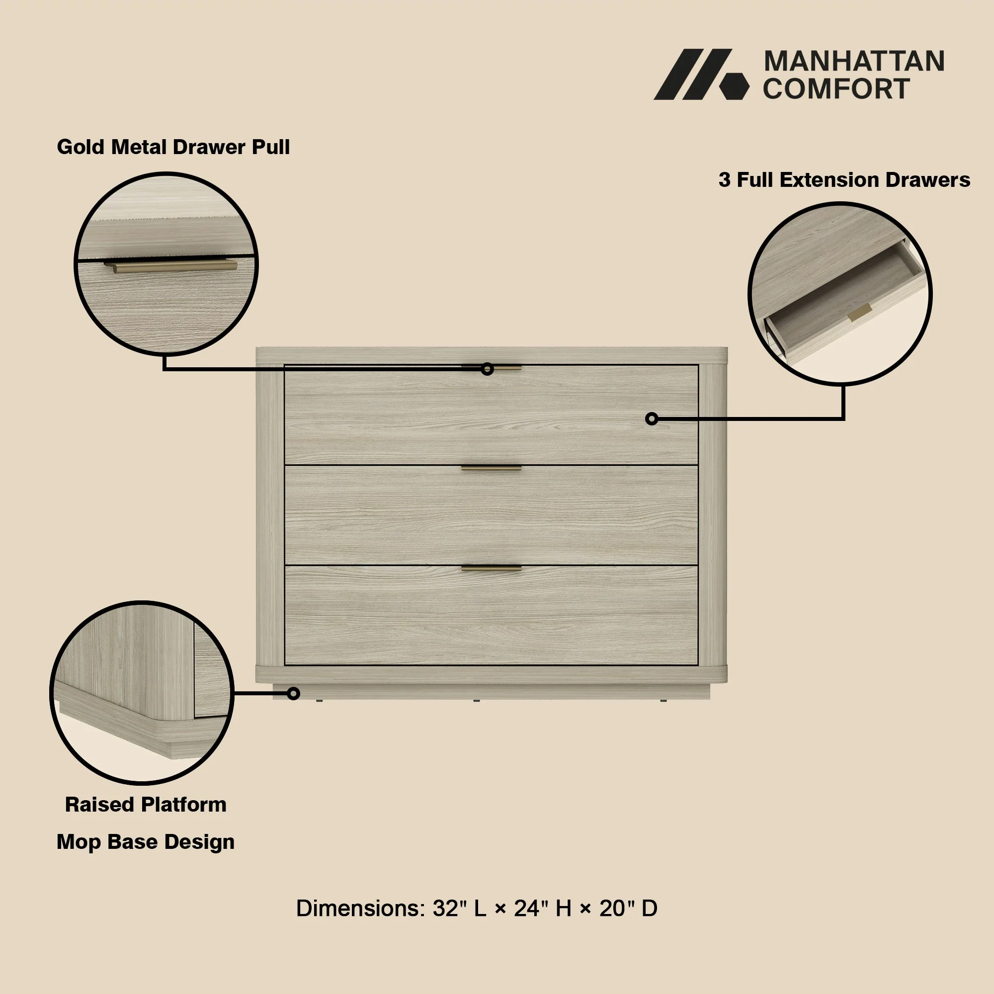 Evelyn 32" Nightstand 4.0 in Natural - Image 4