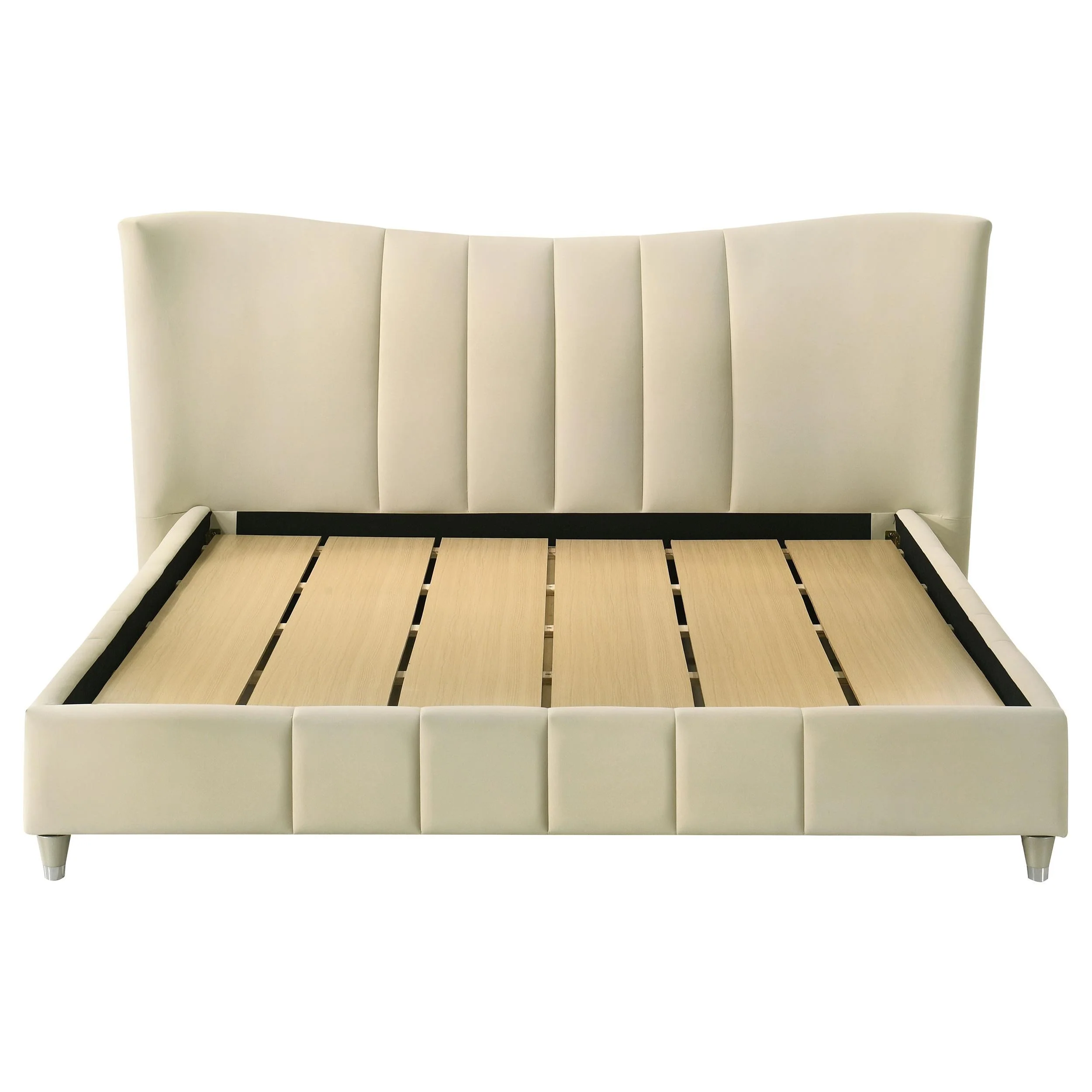 Evelyn Ivory Upholstered Eastern King Panel Platform Bed - Image 4