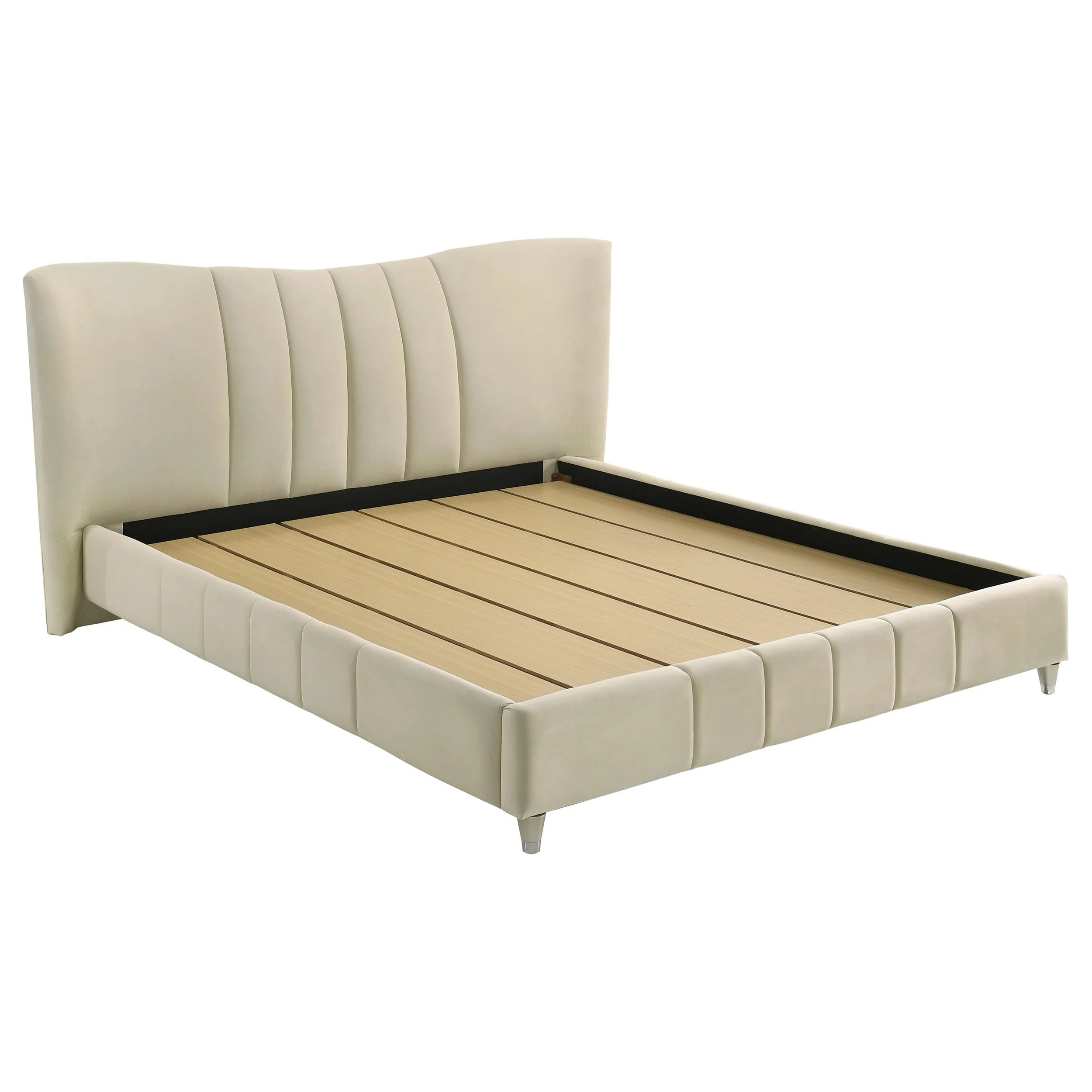 Evelyn Ivory Upholstered Eastern King Panel Platform Bed - Image 5