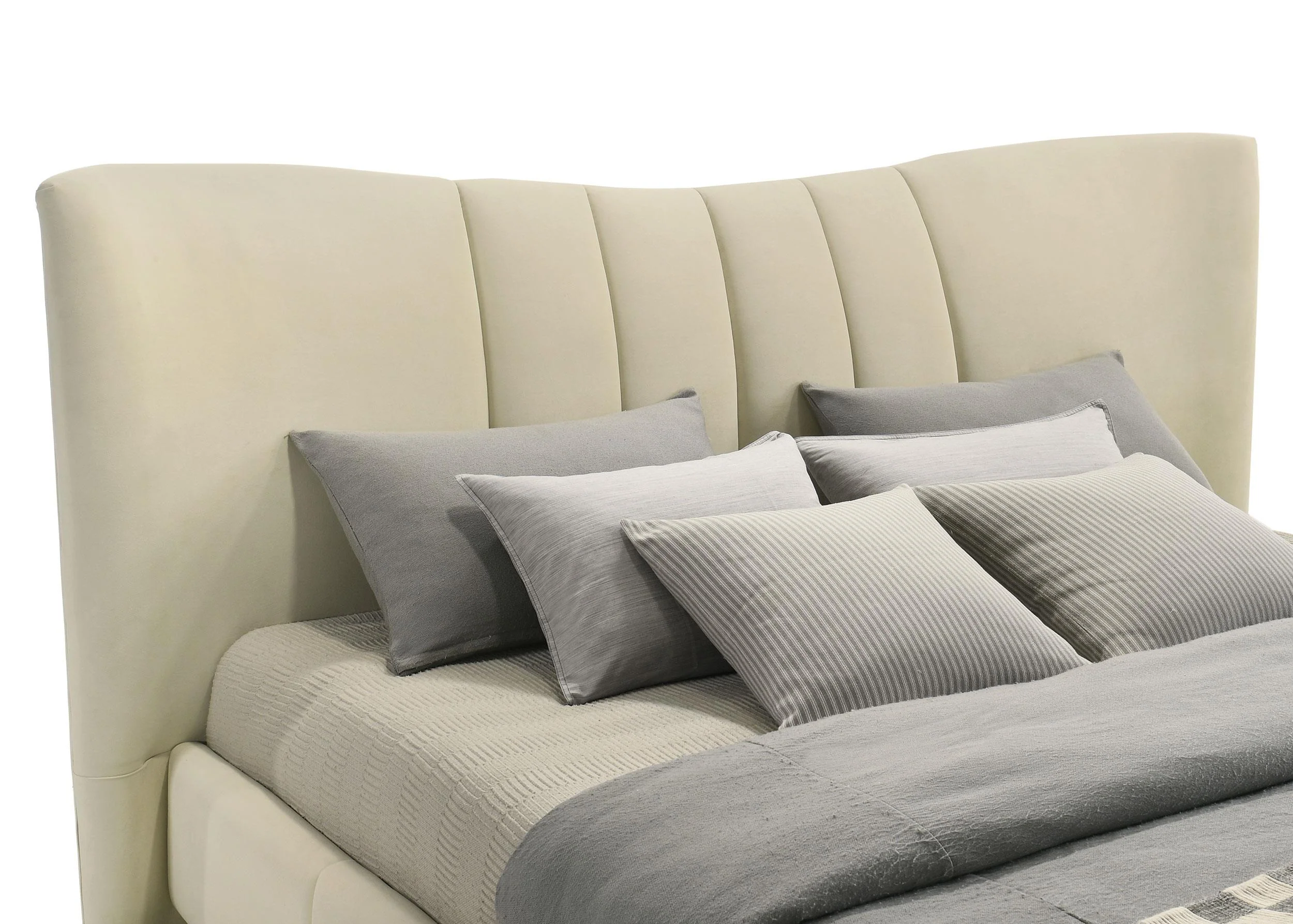 Evelyn Ivory Upholstered Eastern King Panel Platform Bed - Image 9