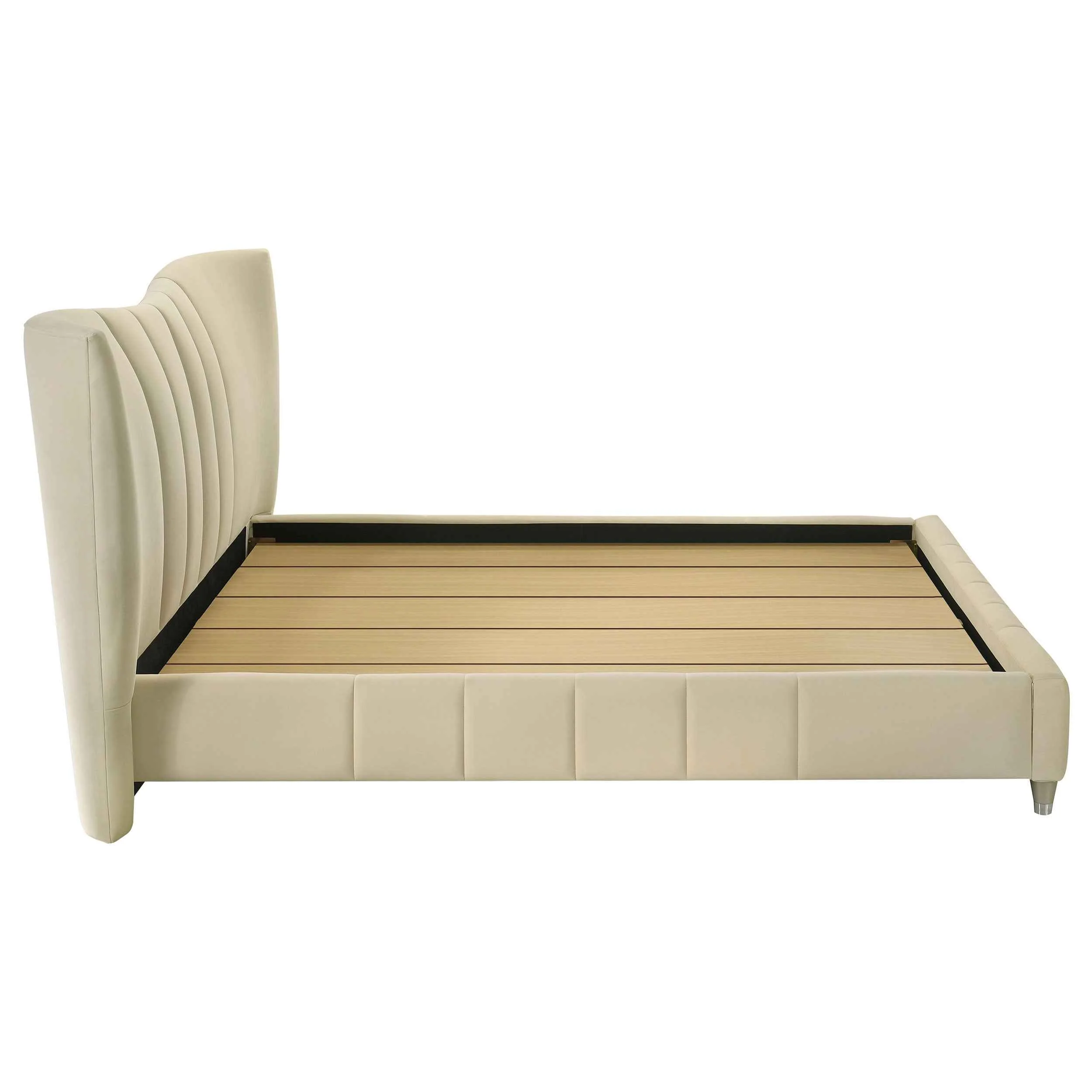 Evelyn Ivory Upholstered Queen Panel Platform Bed - Image 7