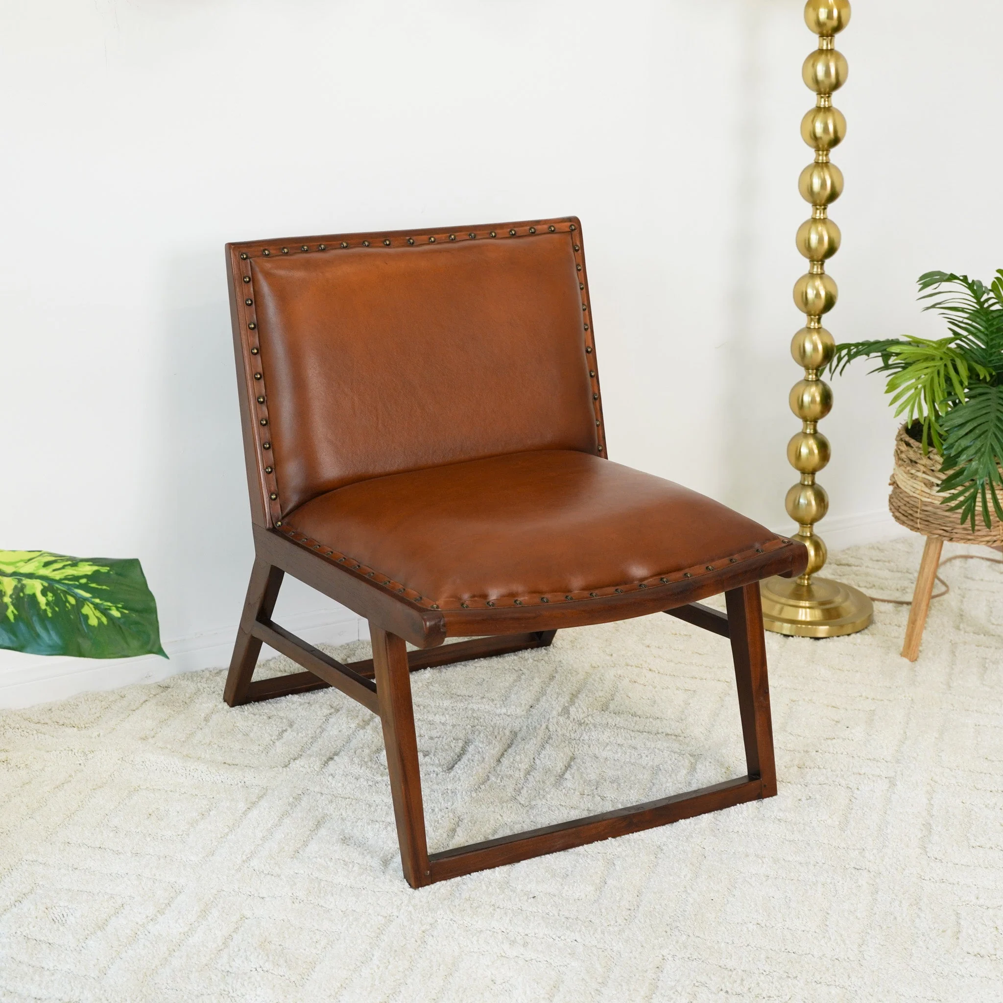 Everett Tan Leather Lounge Chair - Image 5