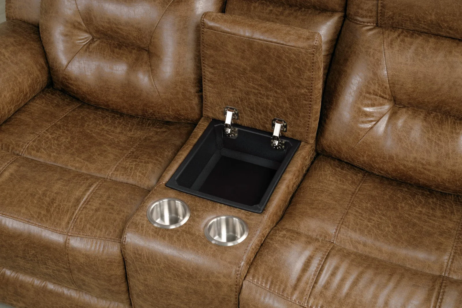 Ezekius Brown Leatherette Reclining Living Room Set - Image 3