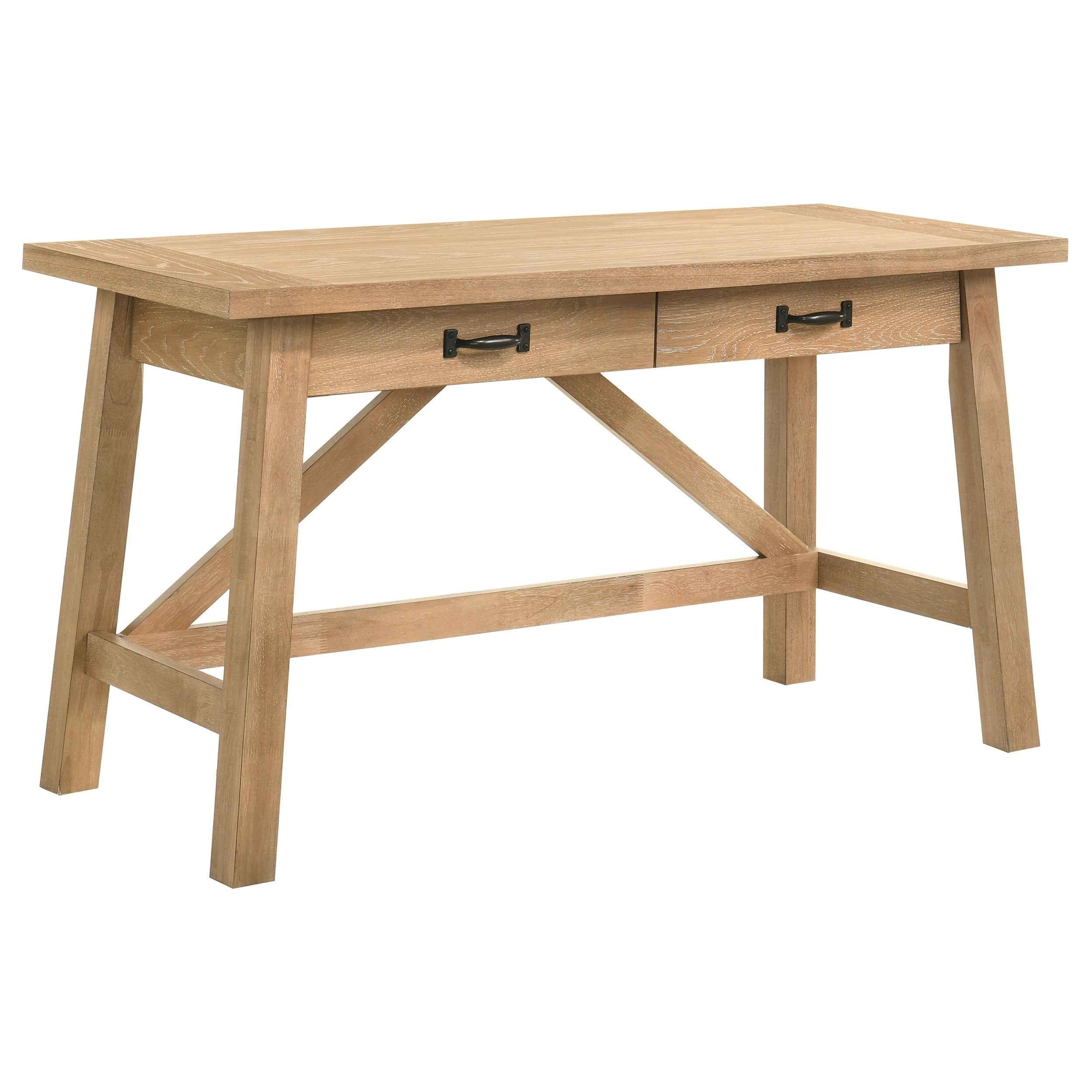 Fabian Distressed Light Brown 54-inch 2-drawer Computer Writing Desk - Image 2