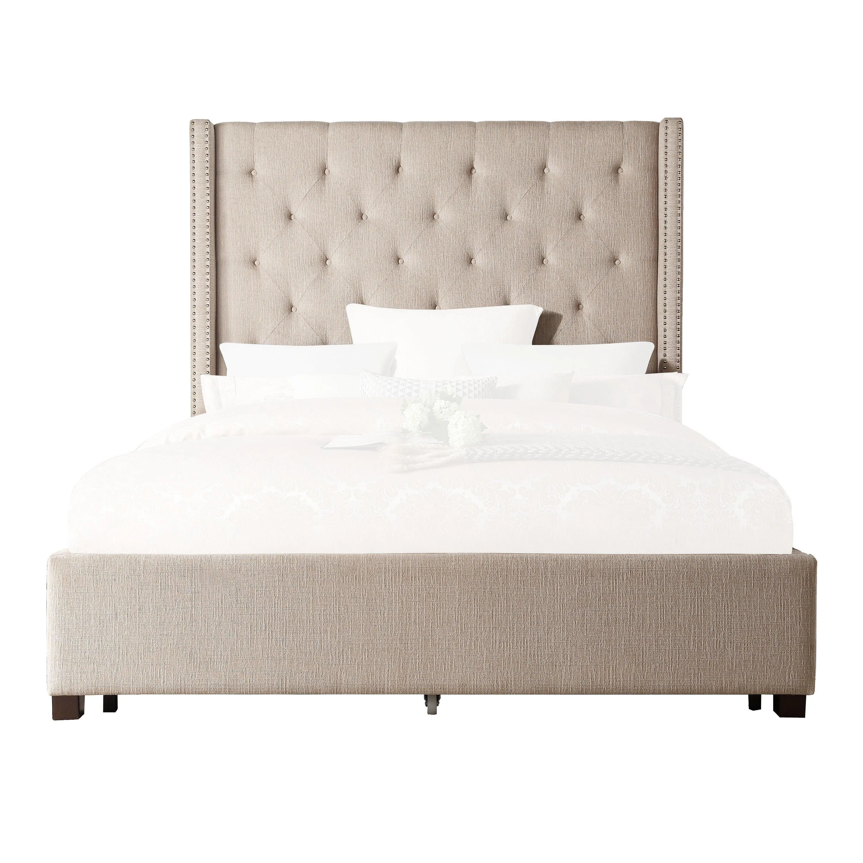 Fairborn Beige Full Upholstered Platform Bed - Image 4