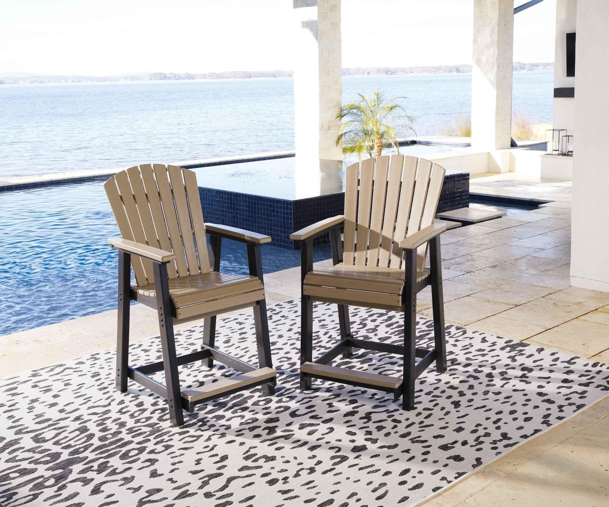 Fairen Trail Black/Driftwood Outdoor Counter Height Barstool - Image 9