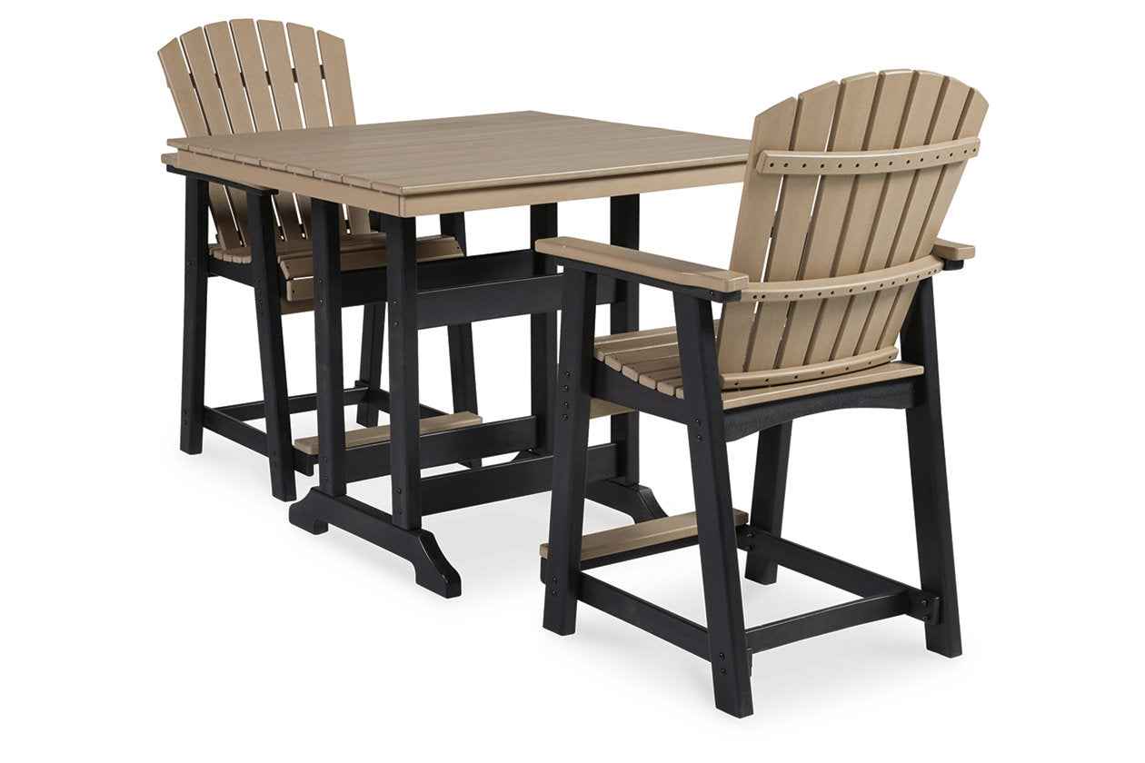 Fairen Trail Black/Driftwood Outdoor Counter Height Dining Table with 2 Barstools - Image 2