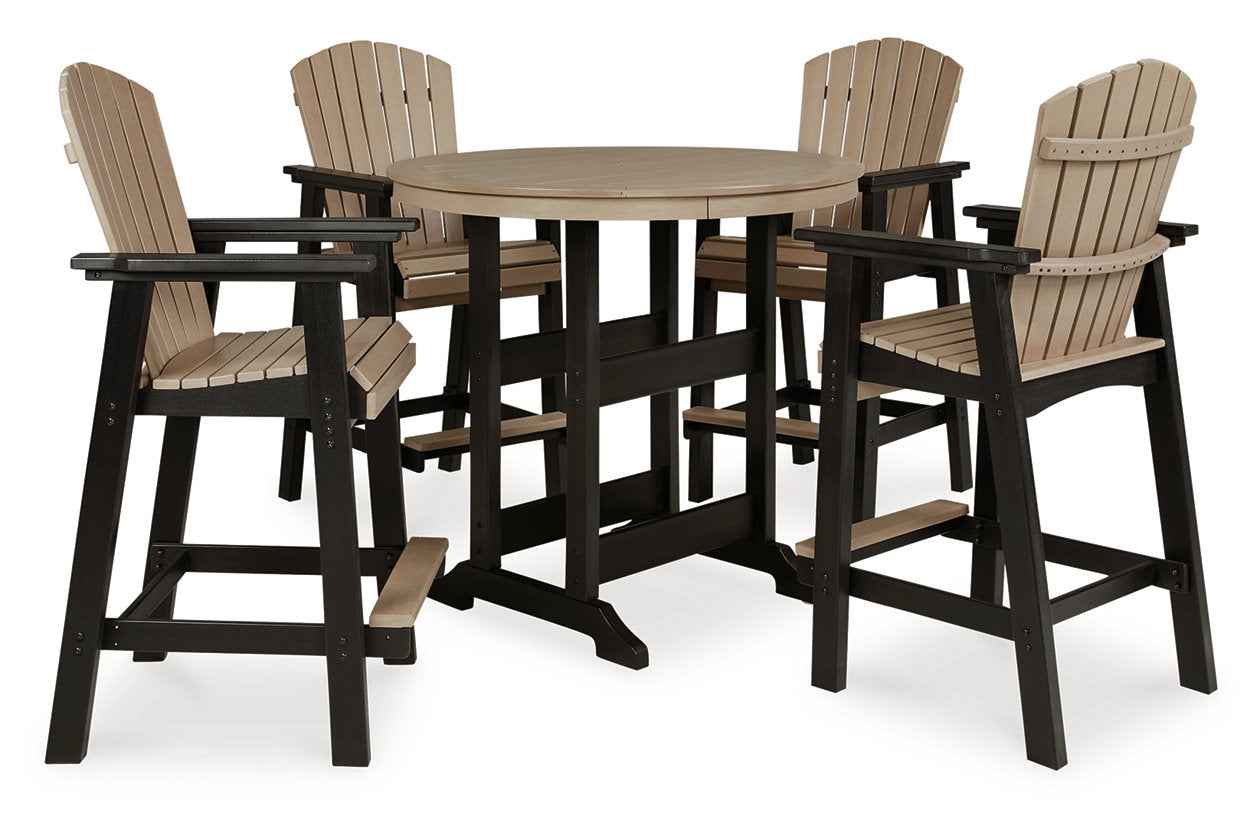 Fairen Trail Black/Driftwood Outdoor Counter Height Dining Table with 2 Barstools - Image 2