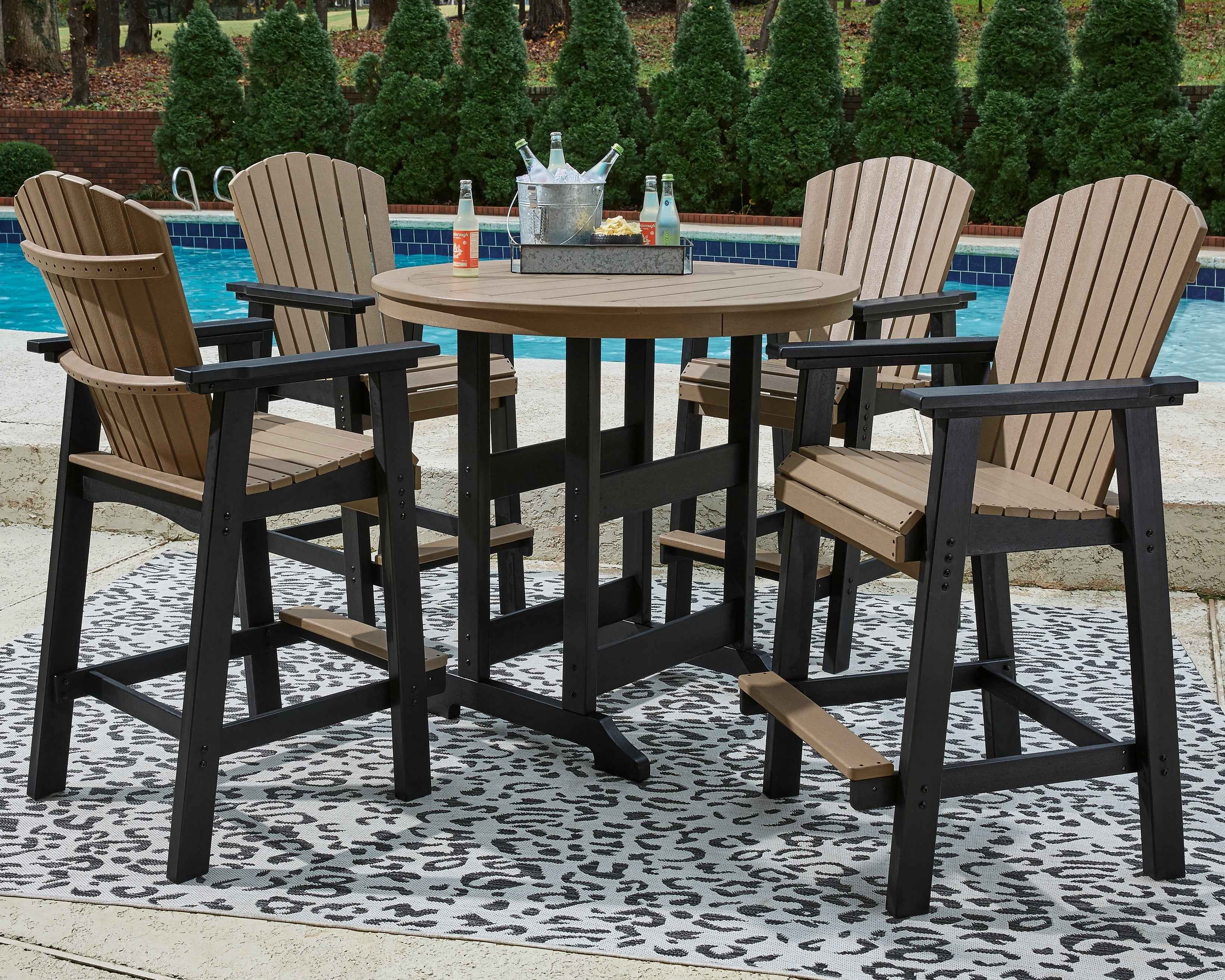 Fairen Trail Black/Driftwood Outdoor Counter Height Dining Table with 2 Barstools - Image 23