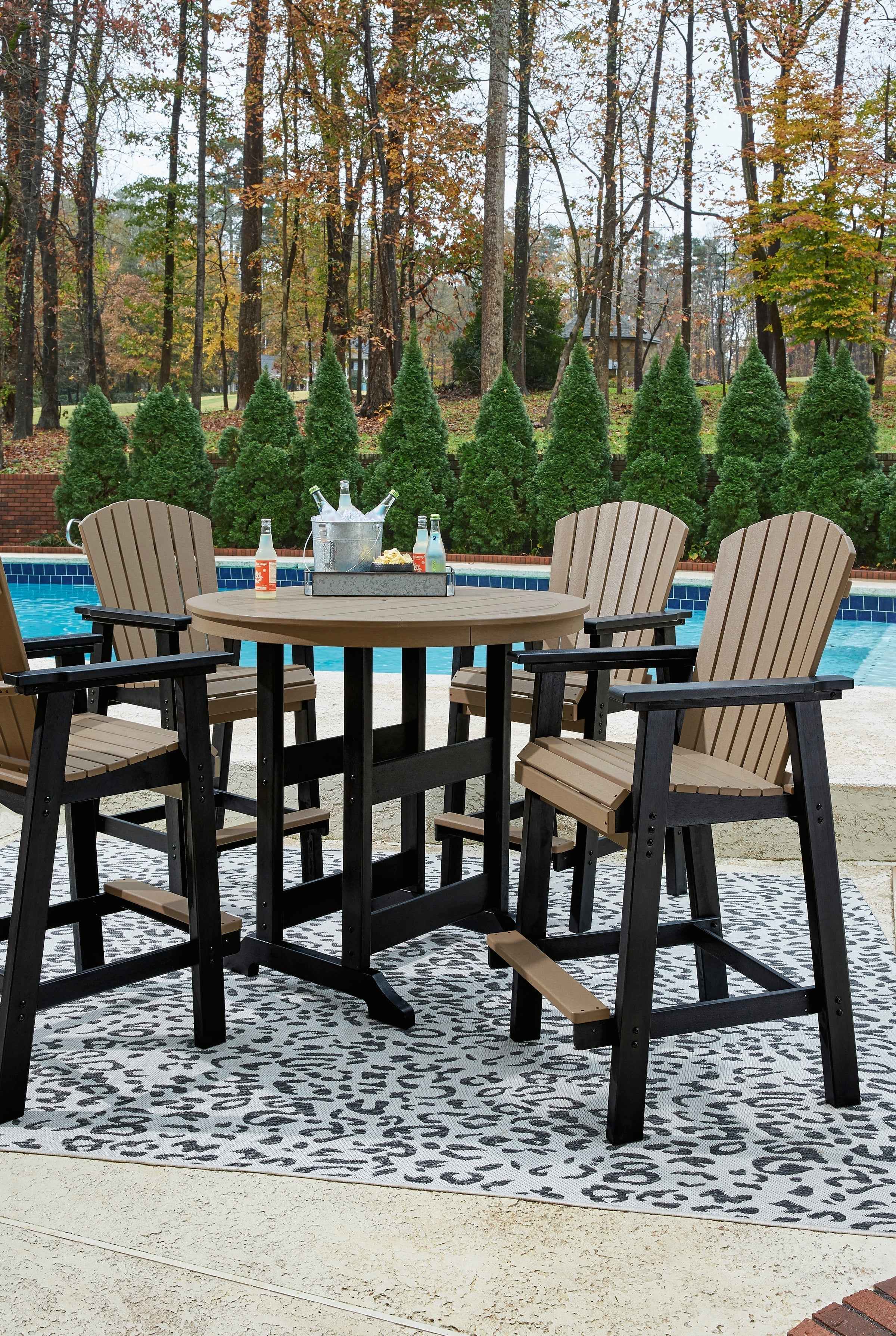 Fairen Trail Black/Driftwood Outdoor Counter Height Dining Table with 2 Barstools - Image 26