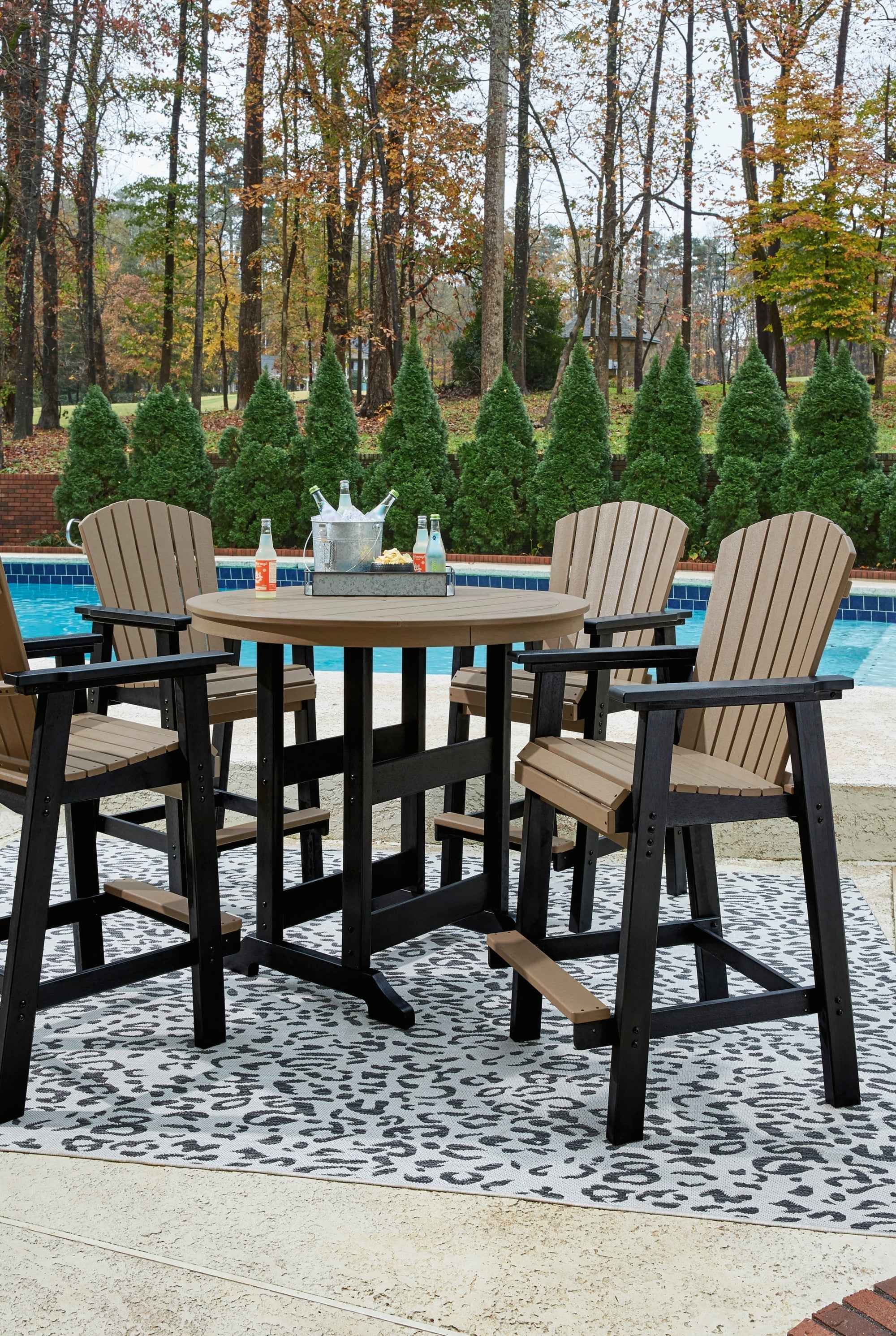 Fairen Trail Black/Driftwood Outdoor Counter Height Dining Table with 2 Barstools - Image 30