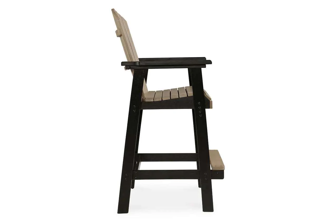 Fairen Trail Black/Driftwood Outdoor Counter Height Dining Table with 2 Barstools - Image 8