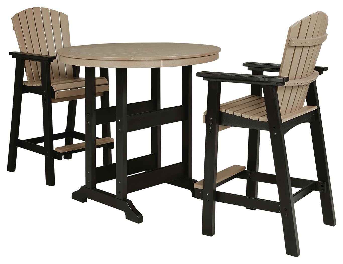 Fairen Trail Black/Driftwood Outdoor Counter Height Dining Table with 2 Barstools - Image 28