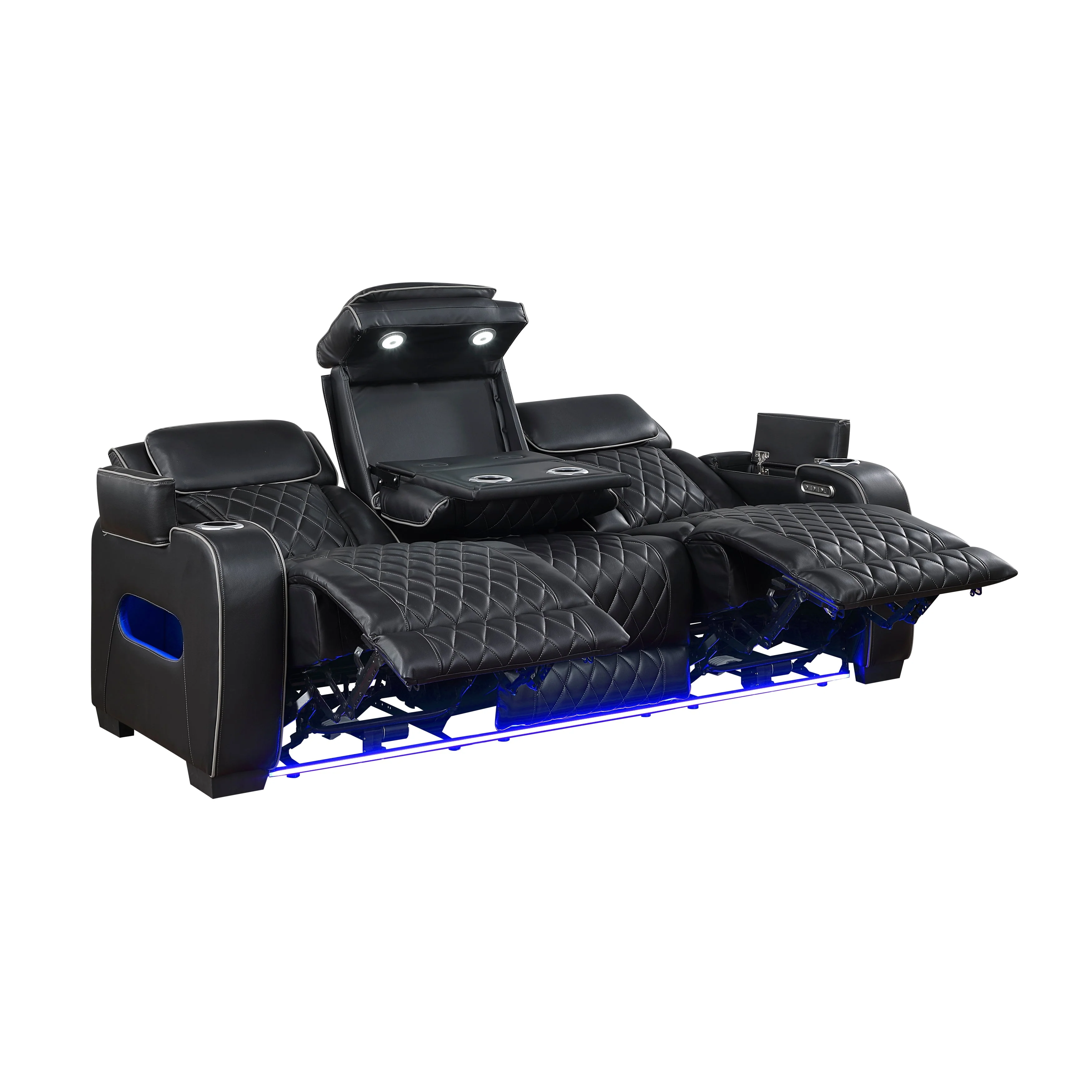 Fairway Black Power Double Reclining Sofa - Image 8