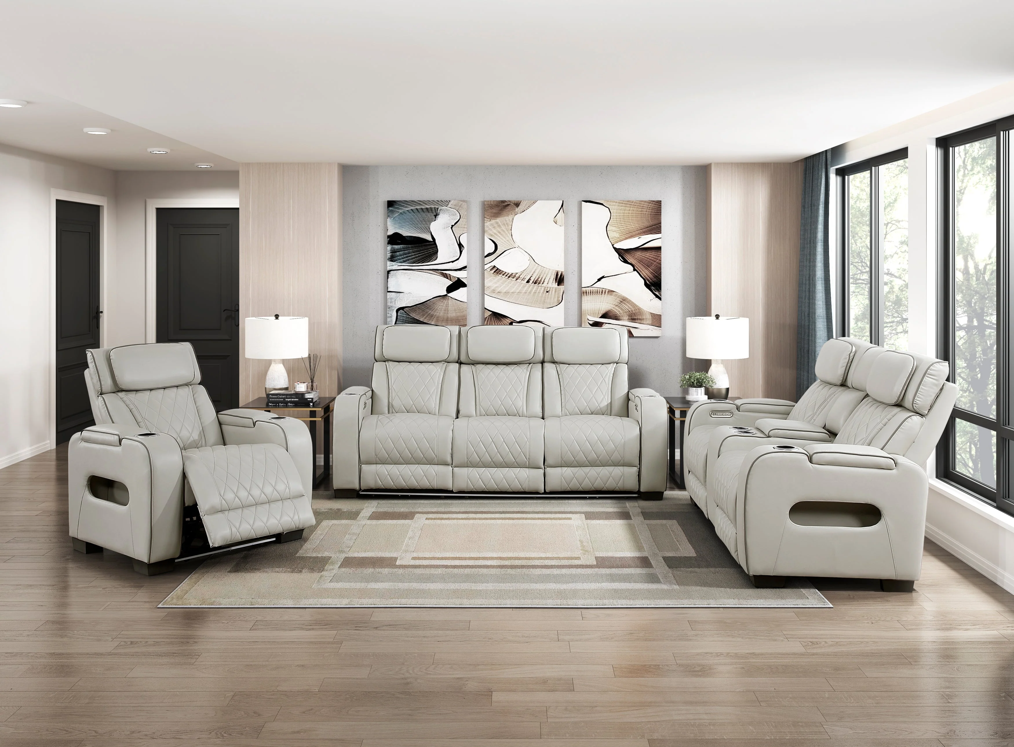 Fairway Taupe Power Double Reclining Living Room Set