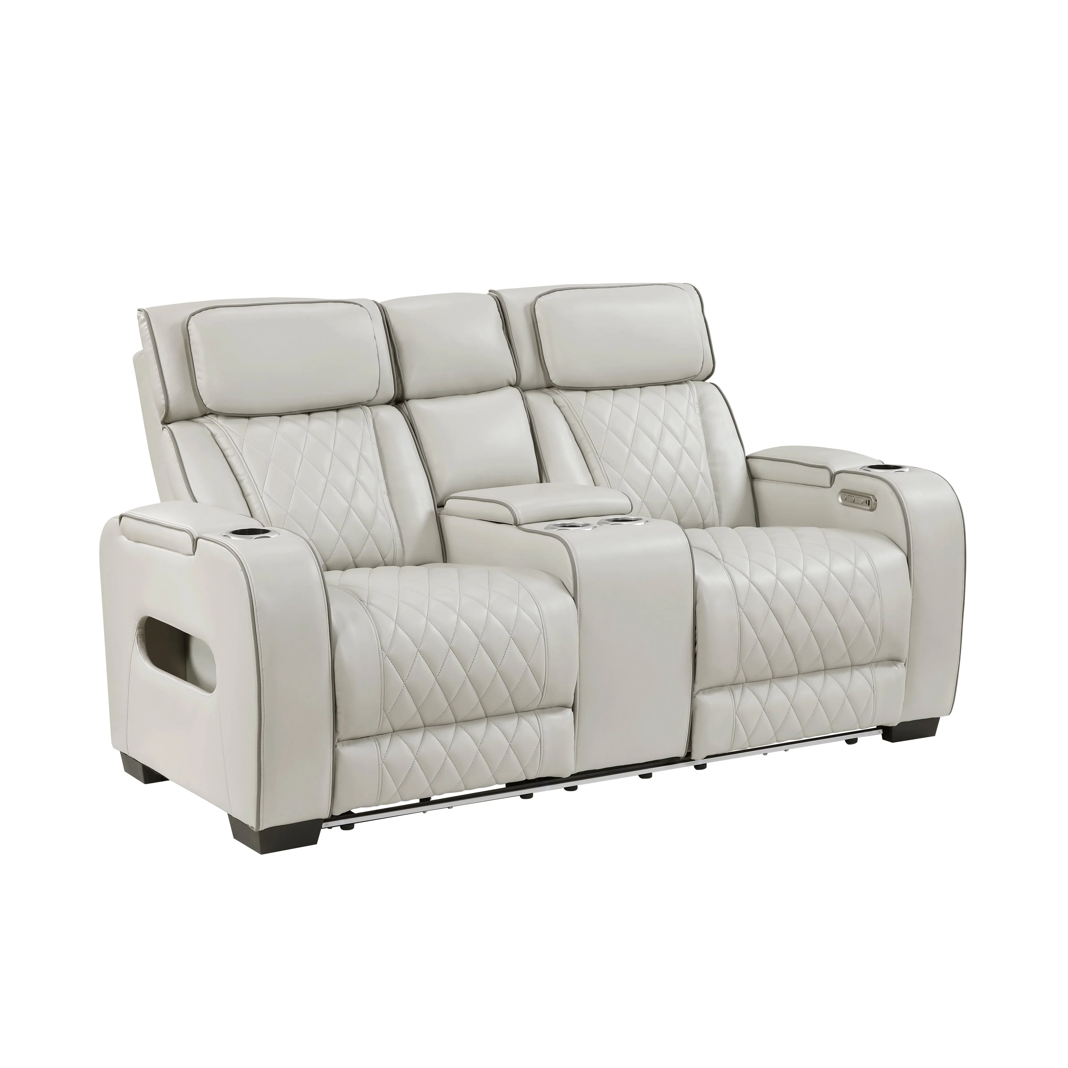 Fairway Taupe Power Double Reclining Loveseat with Center Console
