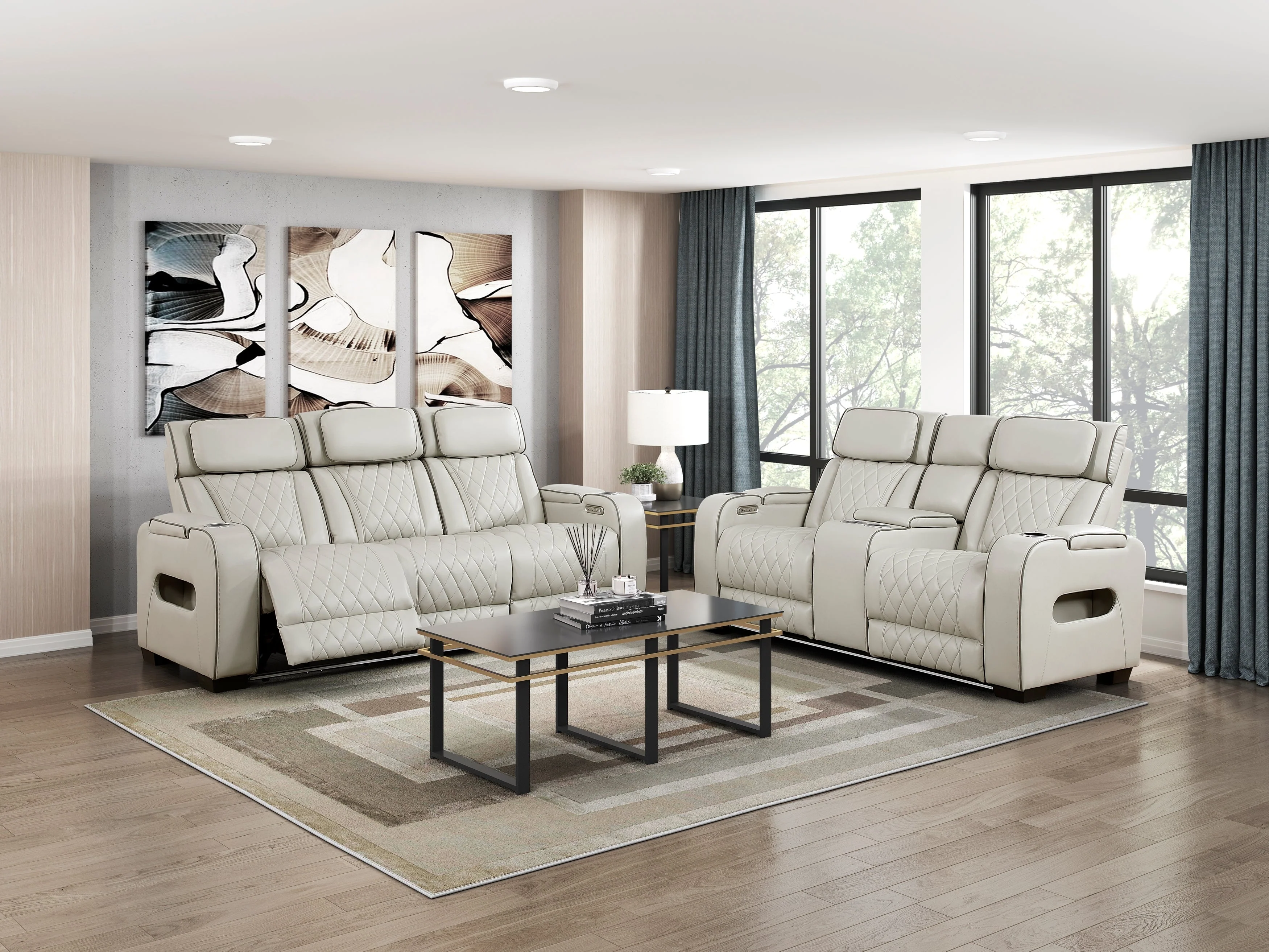Fairway Taupe Power Double Reclining Sofa - Image 3