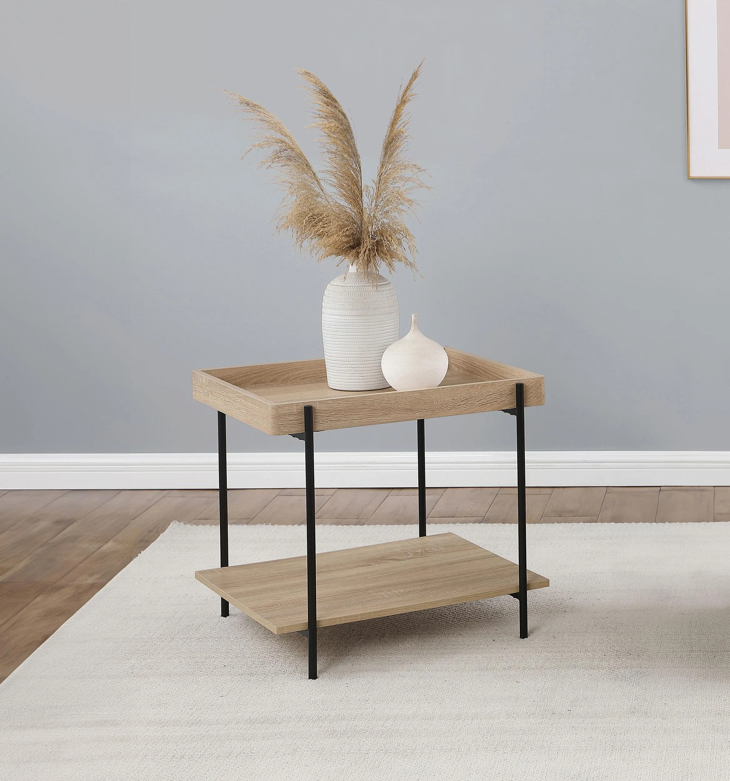 Fallon Light Brown Square Engineered Wood End Table