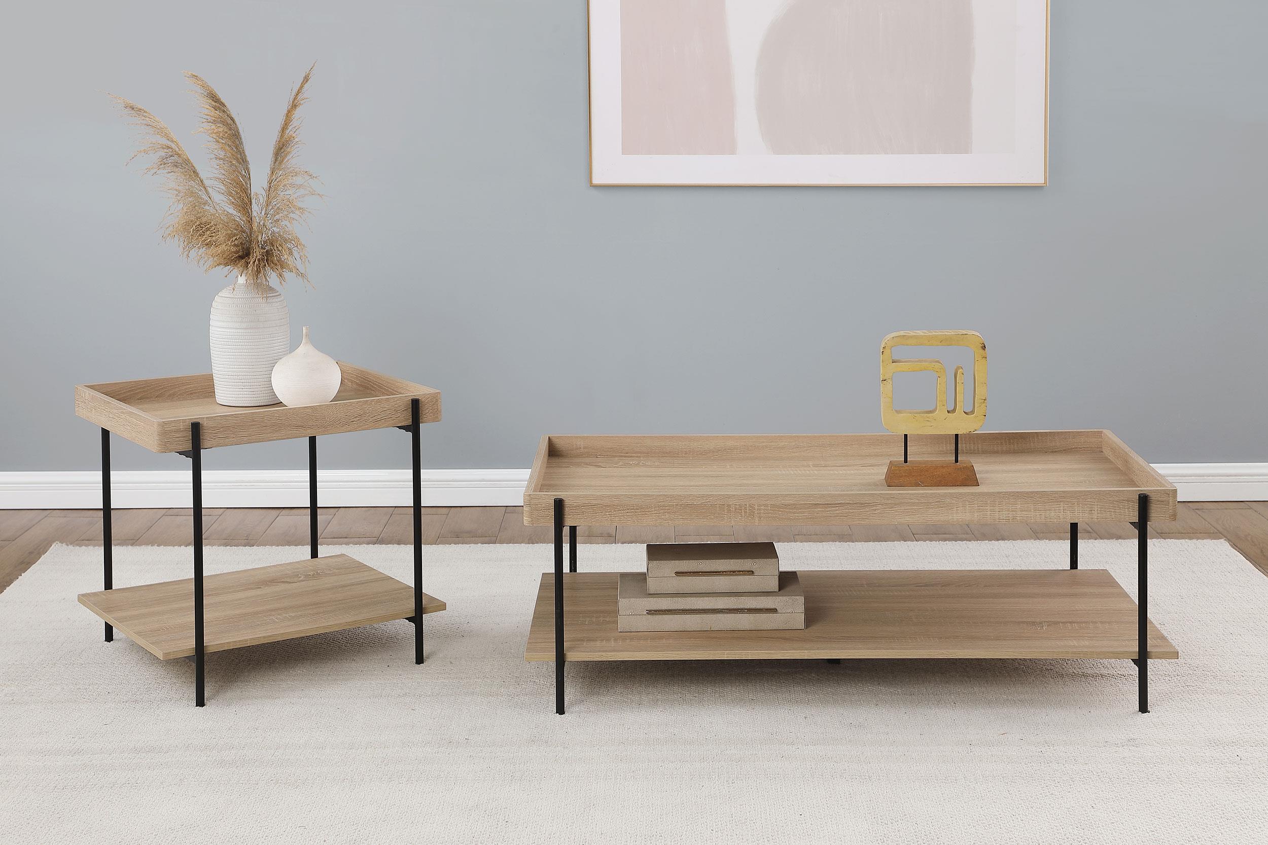 Fallon Natural 2-Piece Rectangular Coffee and End Table Set