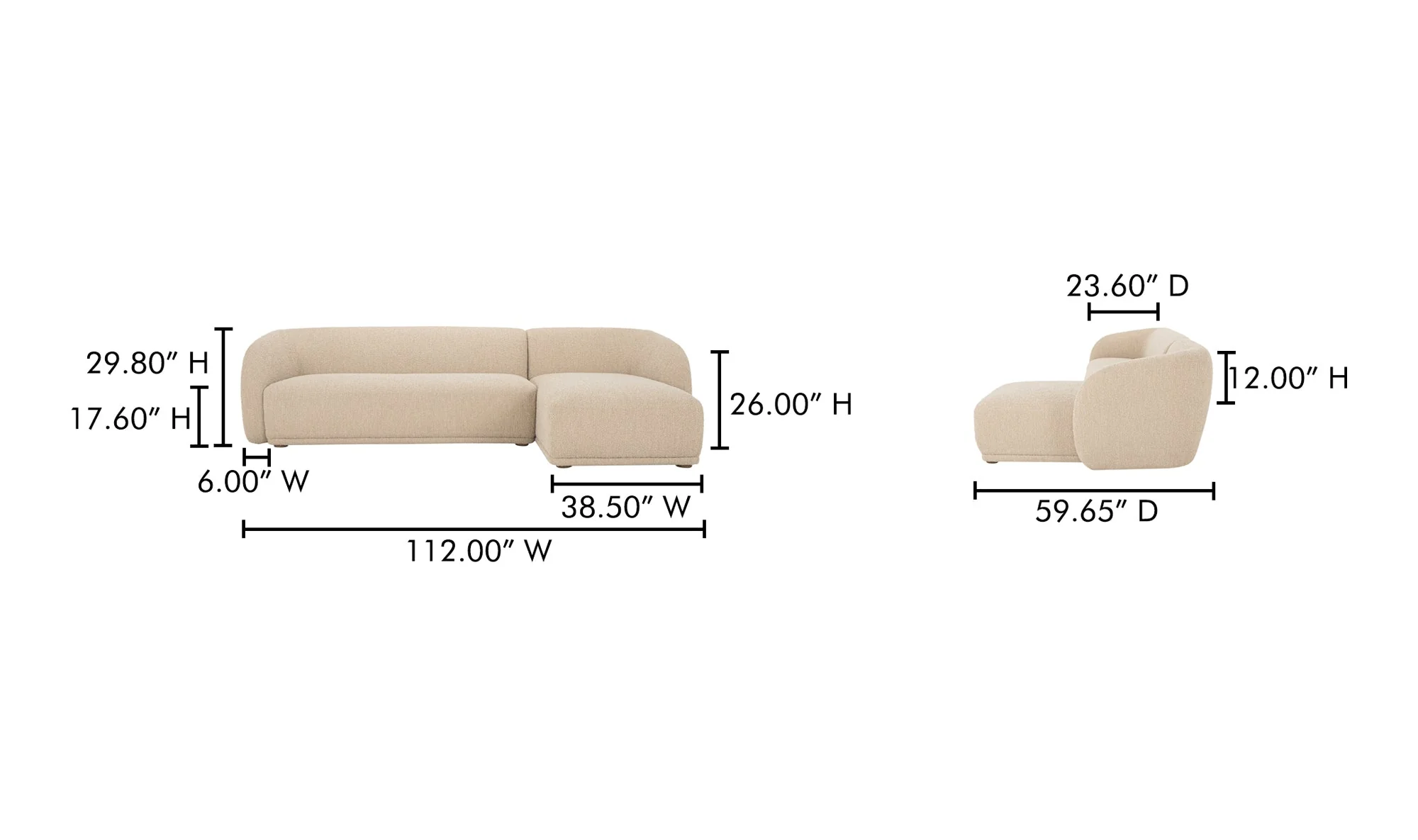 Faye Sectional Beige Boucle - Image 11