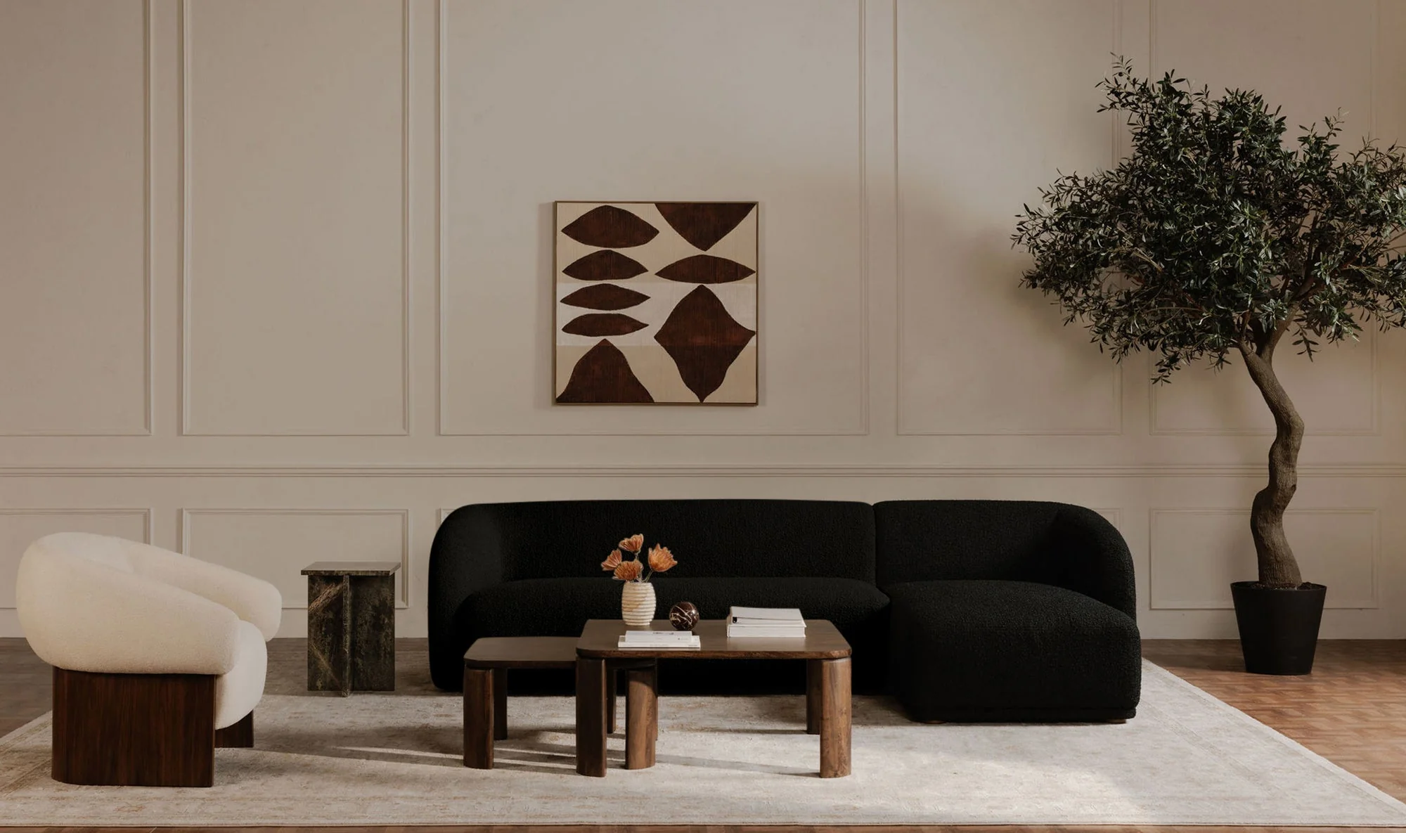Faye Sectional Black Boucle - Image 3
