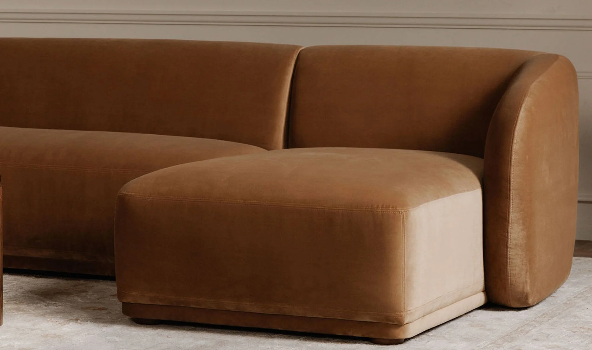 Faye Sectional Tan Faux Mohair - Image 4