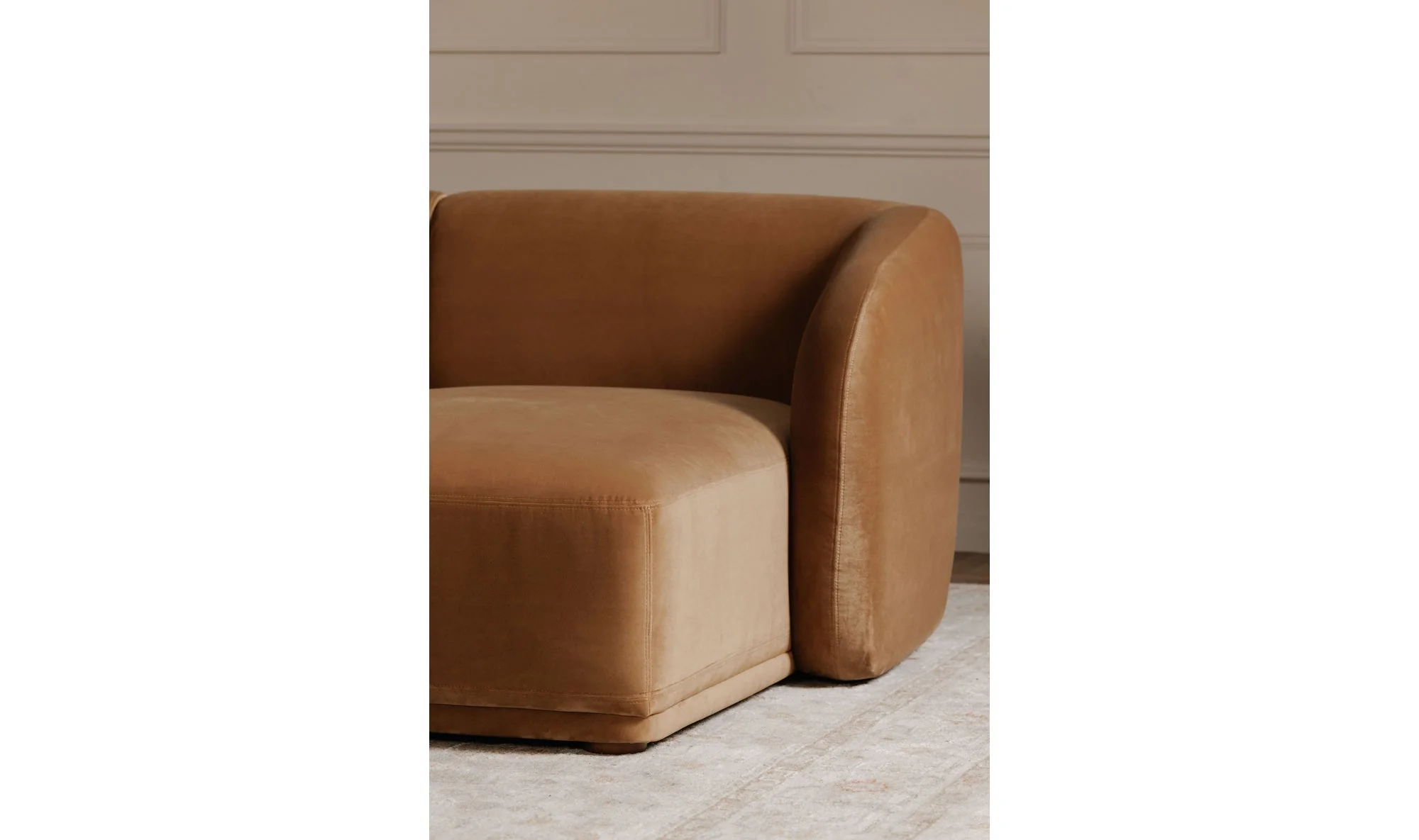 Faye Sectional Tan Faux Mohair - Image 5