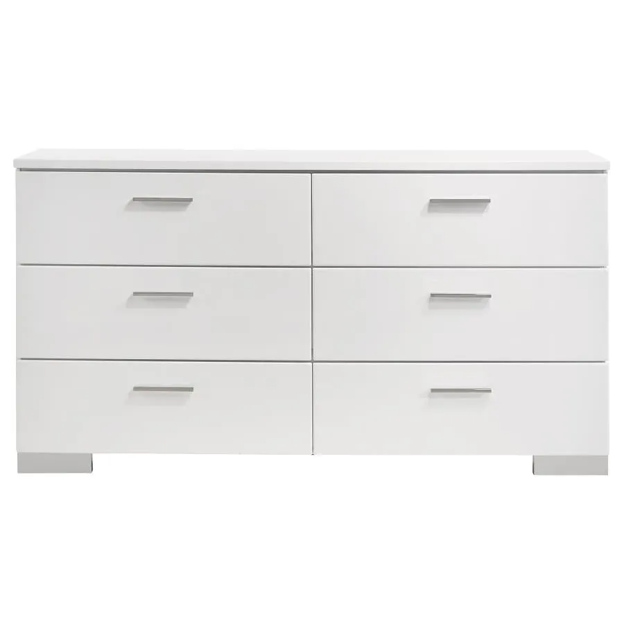 Felicity Glossy White 4-Piece Queen Bedroom Set with LED Light Headboard - Image 9
